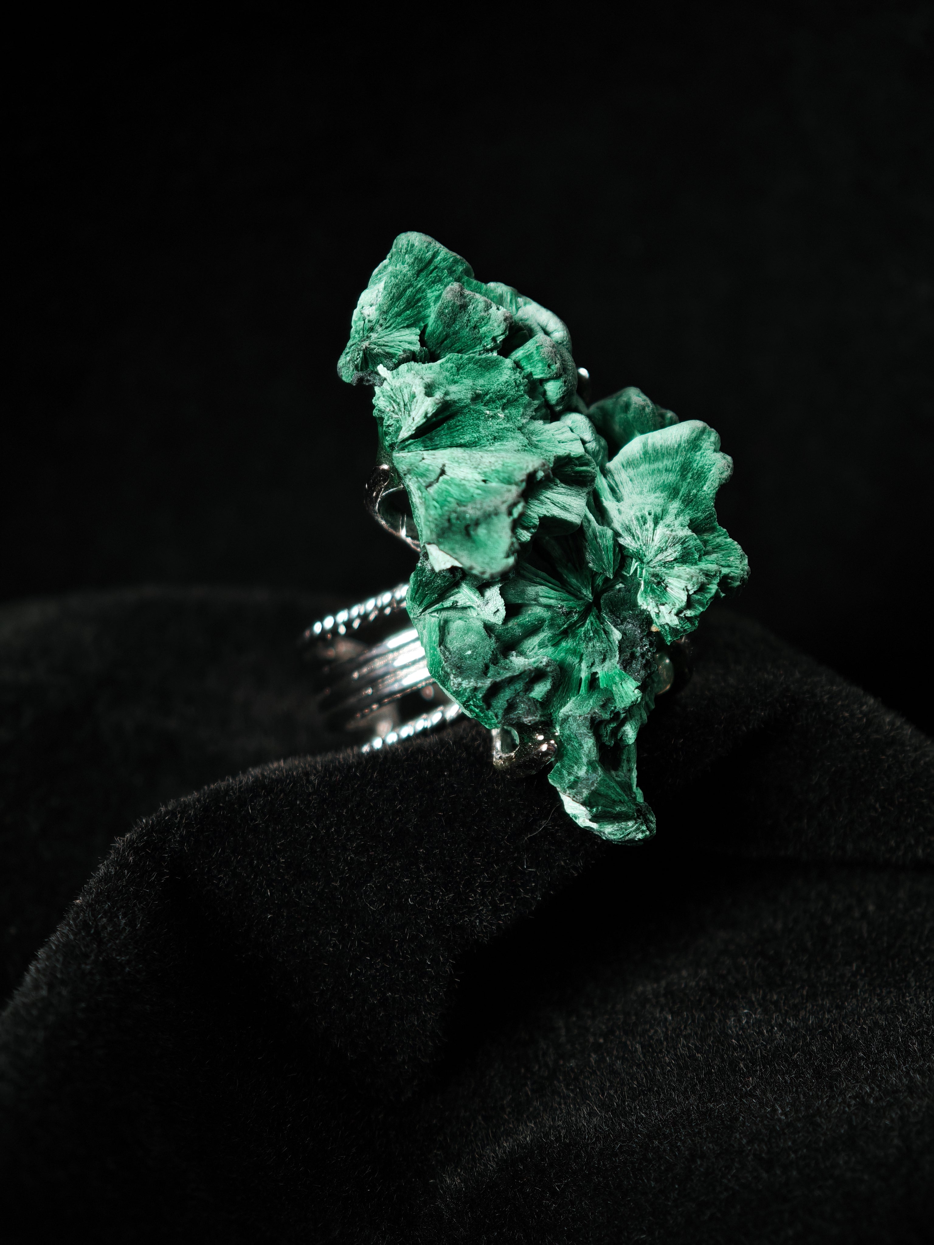 Malachite Adjustable Ring - Natural Mineral - Solo Collection - 001