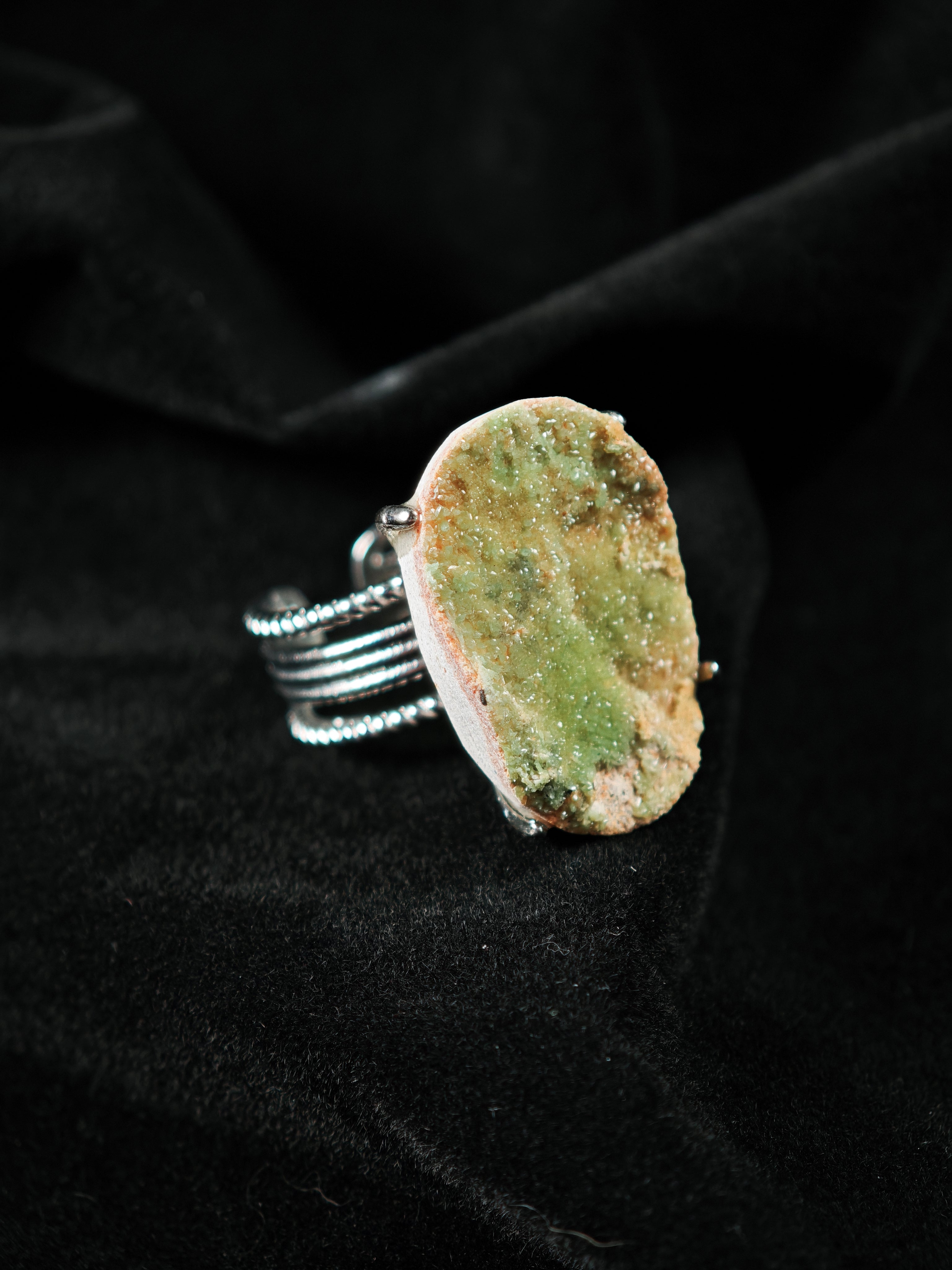 Pyromorphite Adjustable Ring - Natural Mineral - Solo Collection -003