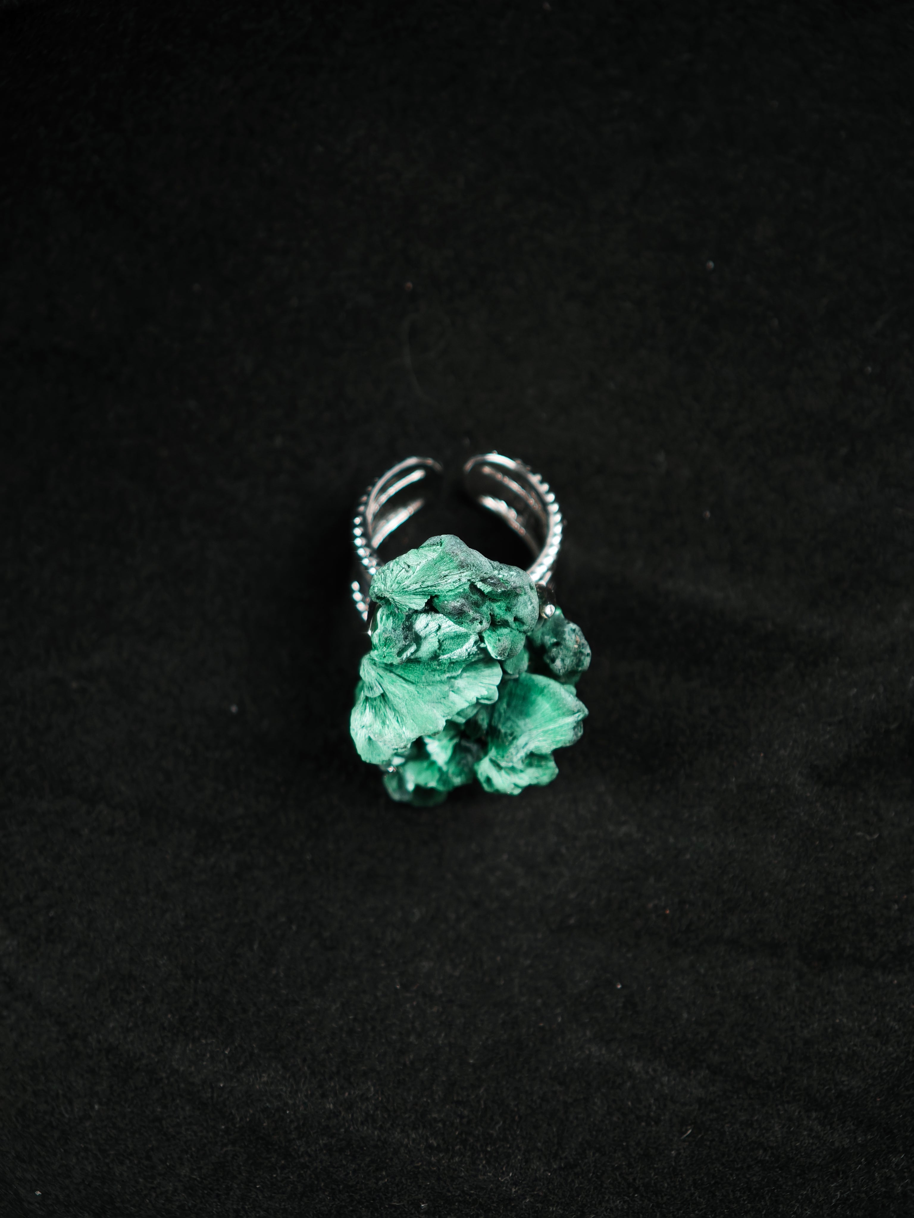 Malachite Adjustable Ring - Natural Mineral - Solo Collection - 001