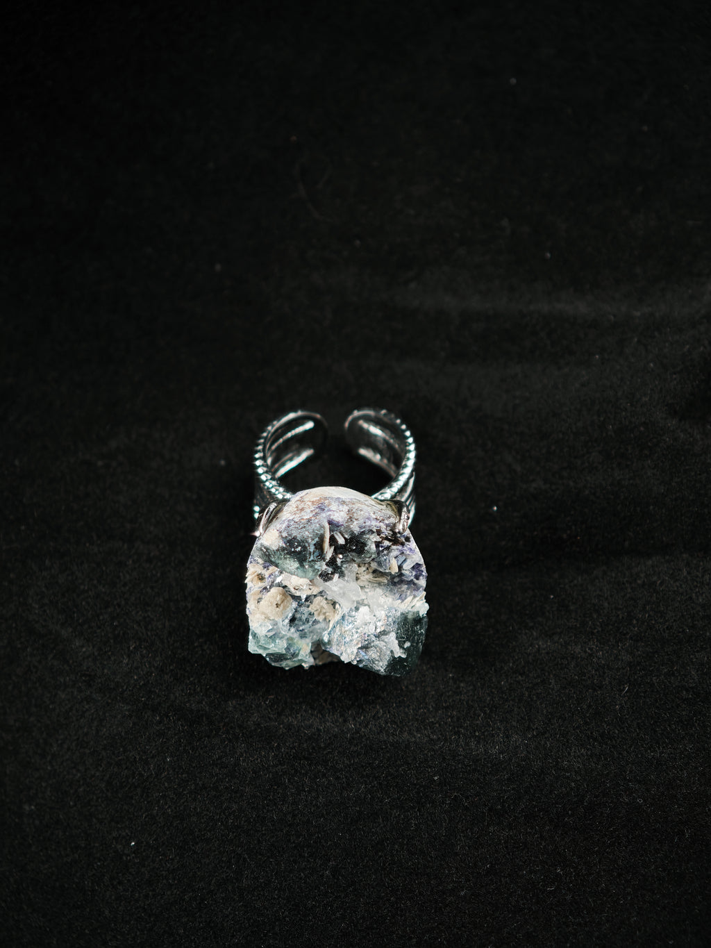 Phantom Fluorite Adjustable Ring - Natural Mineral - Solo Collection -004
