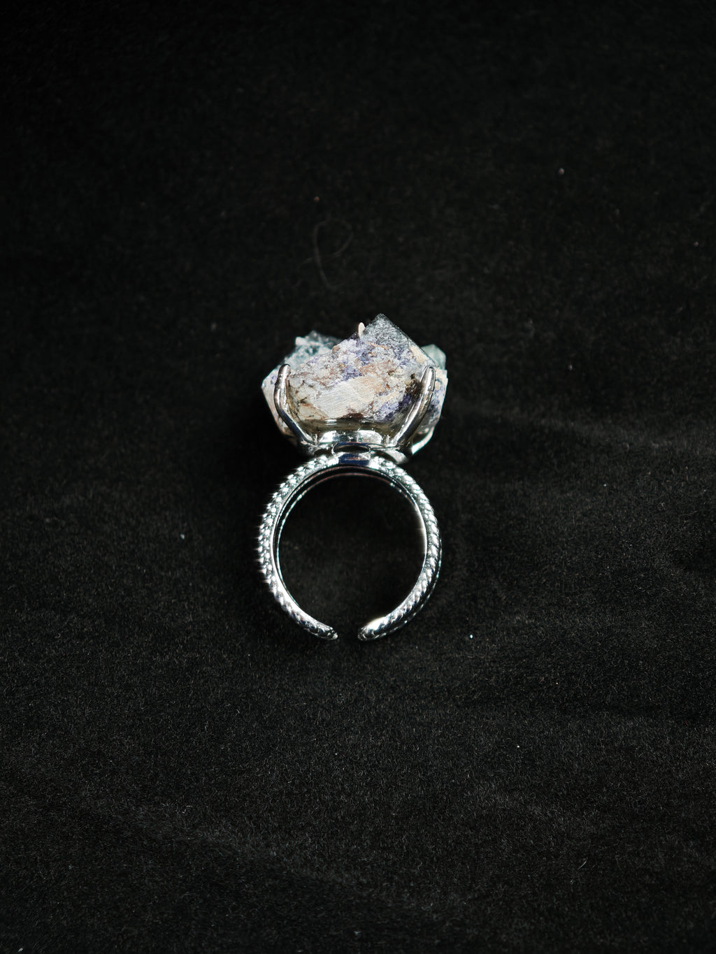 Phantom Fluorite Adjustable Ring - Natural Mineral - Solo Collection -004