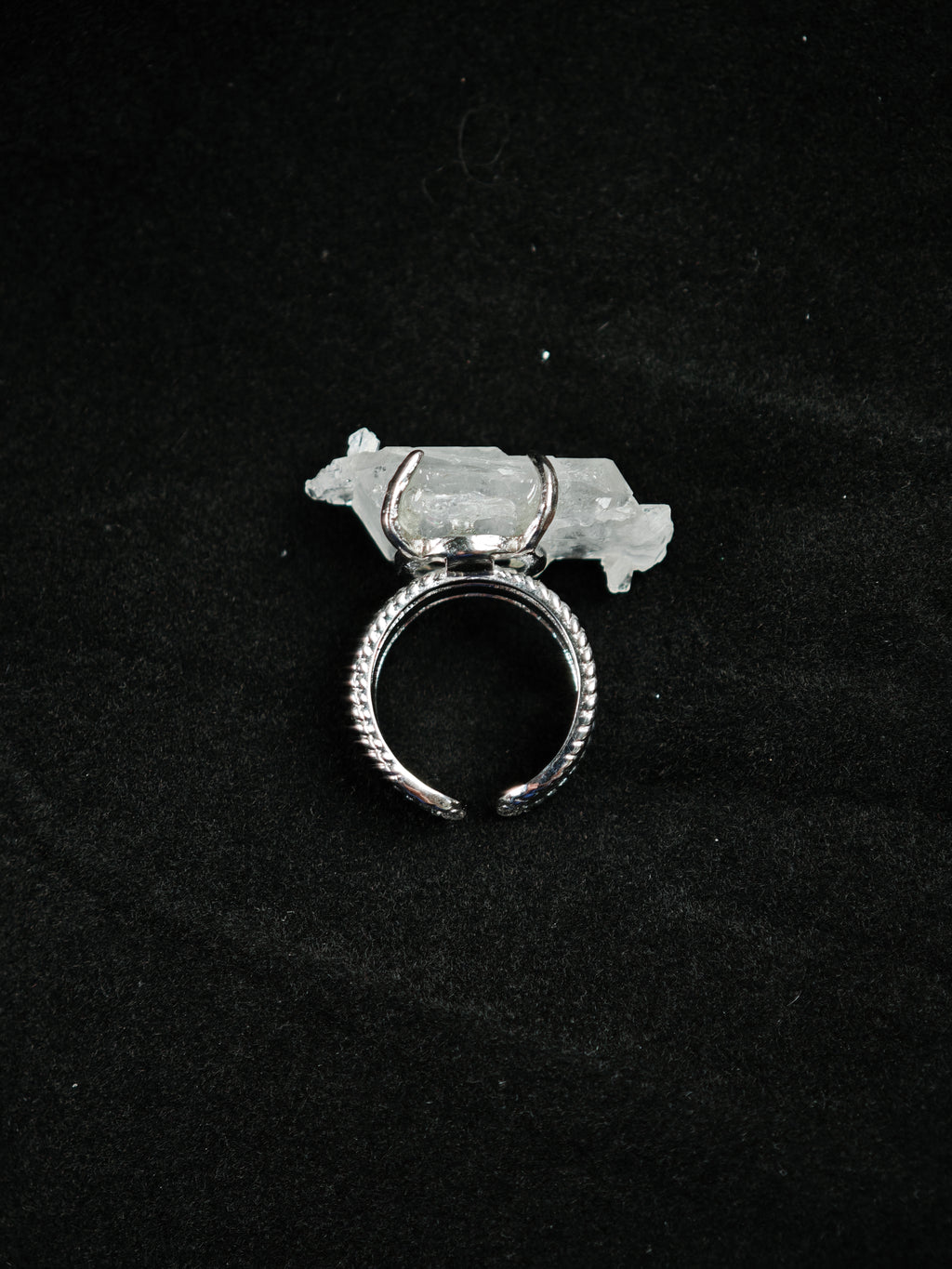 Faden Quartz Adjustable Ring - Natural Mineral - Solo Collection -006