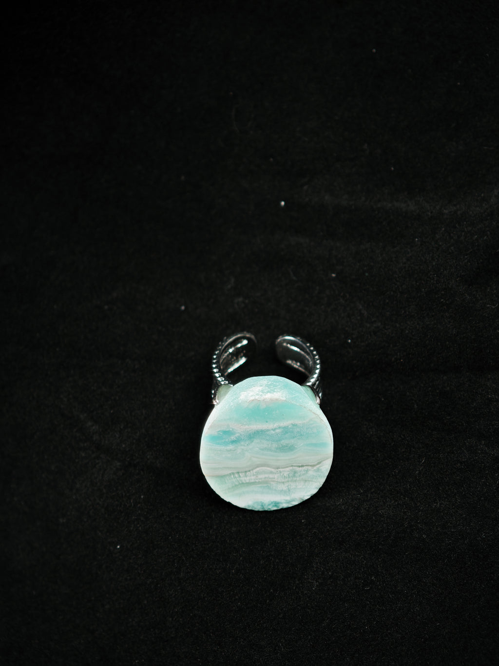 Larimar Adjustable Ring - Natural Mineral - Solo Collection -007