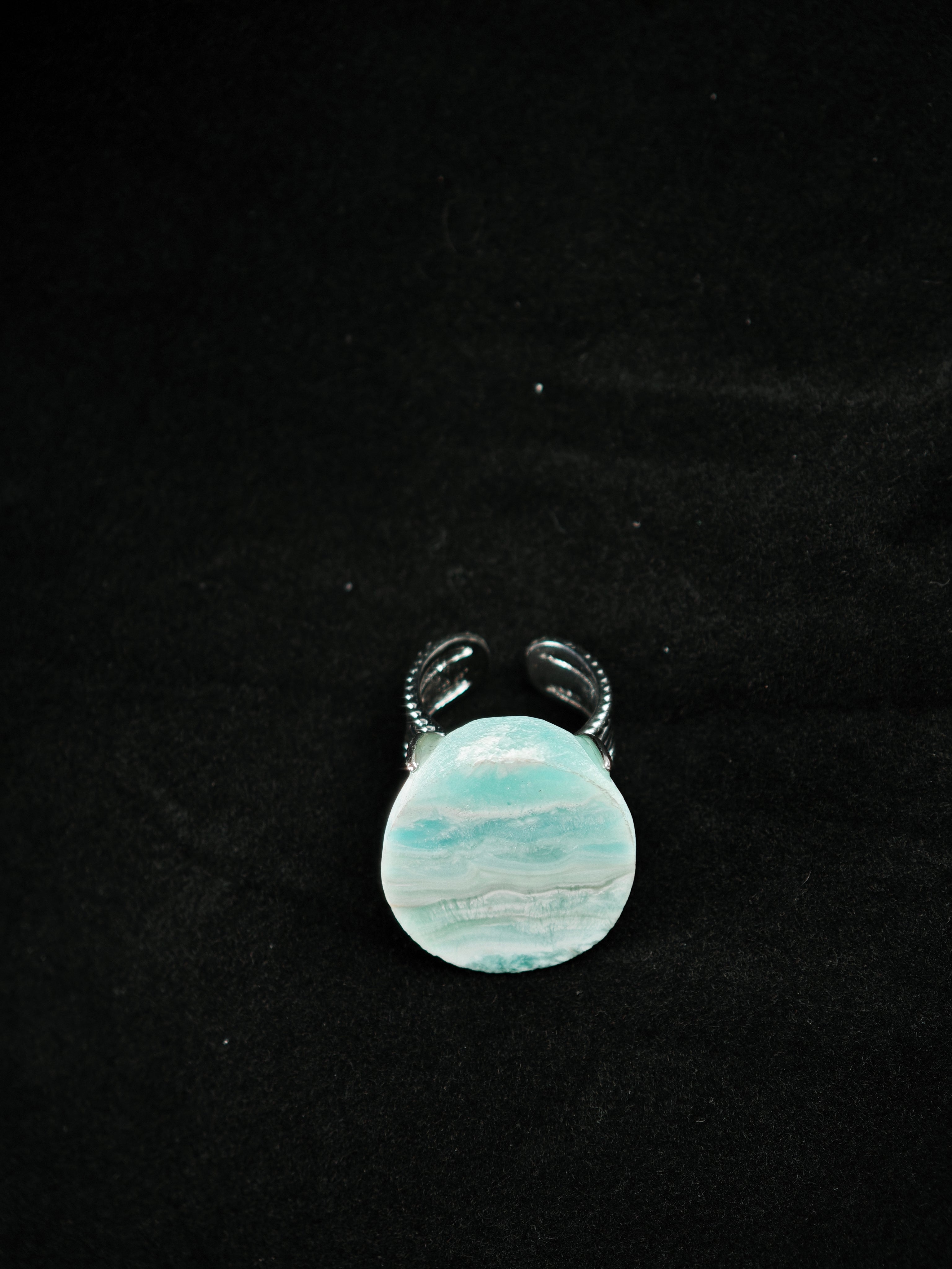 Larimar Adjustable Ring - Natural Mineral - Solo Collection -007