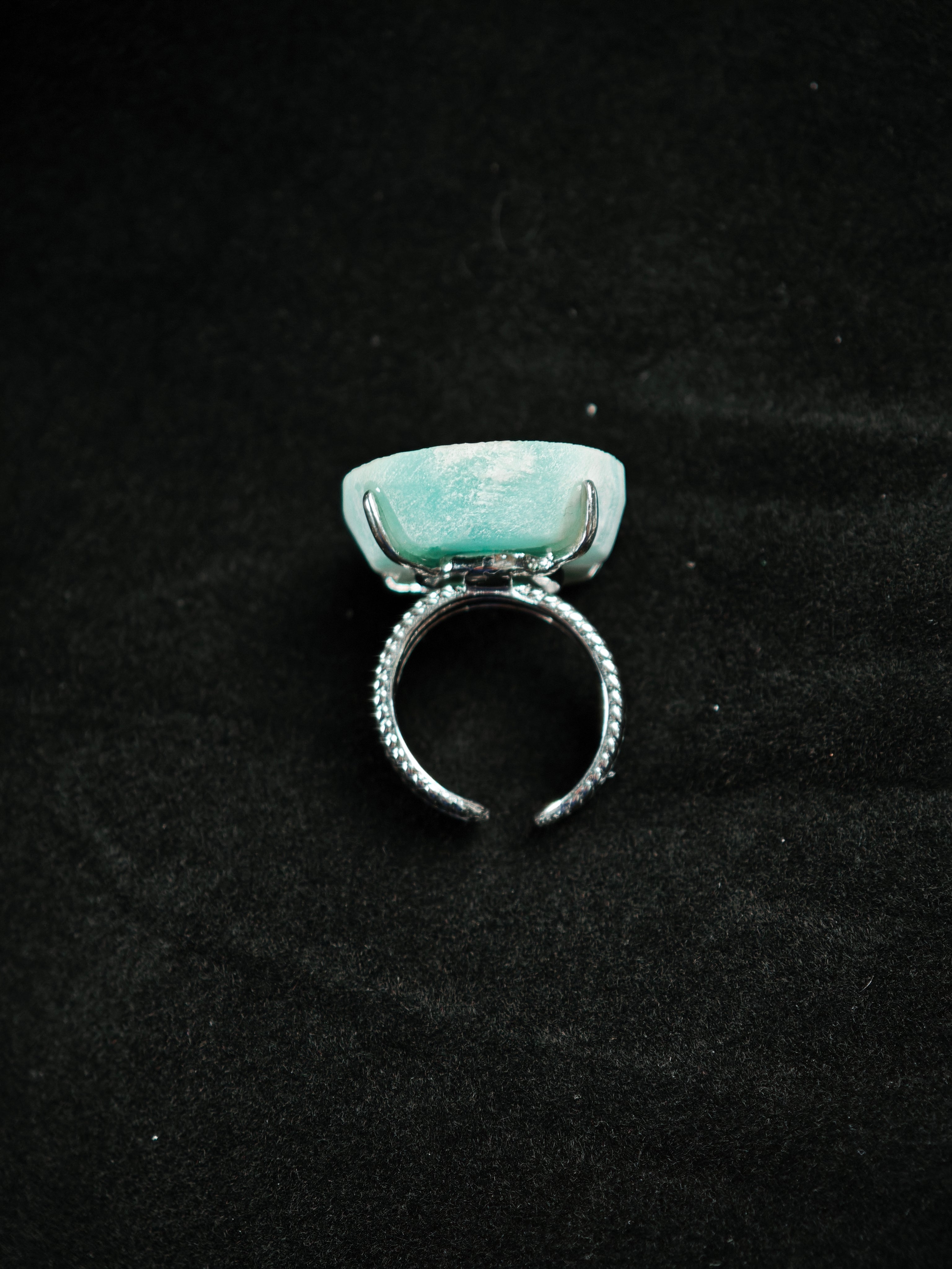 Larimar Adjustable Ring - Natural Mineral - Solo Collection -007