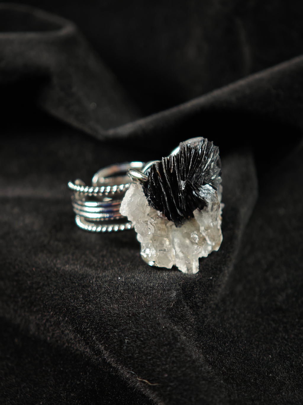 Specular&Crystal Adjustable Ring - Natural Mineral - Solo Collection -009