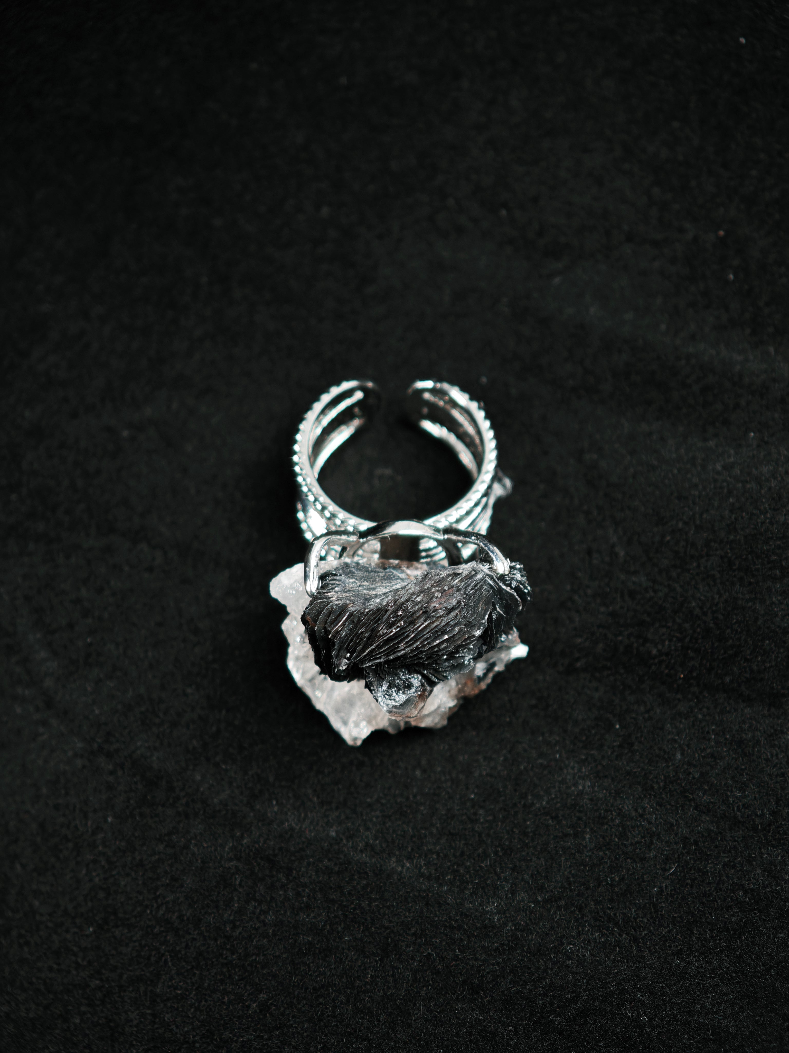 Specular&Crystal Adjustable Ring - Natural Mineral - Solo Collection -009
