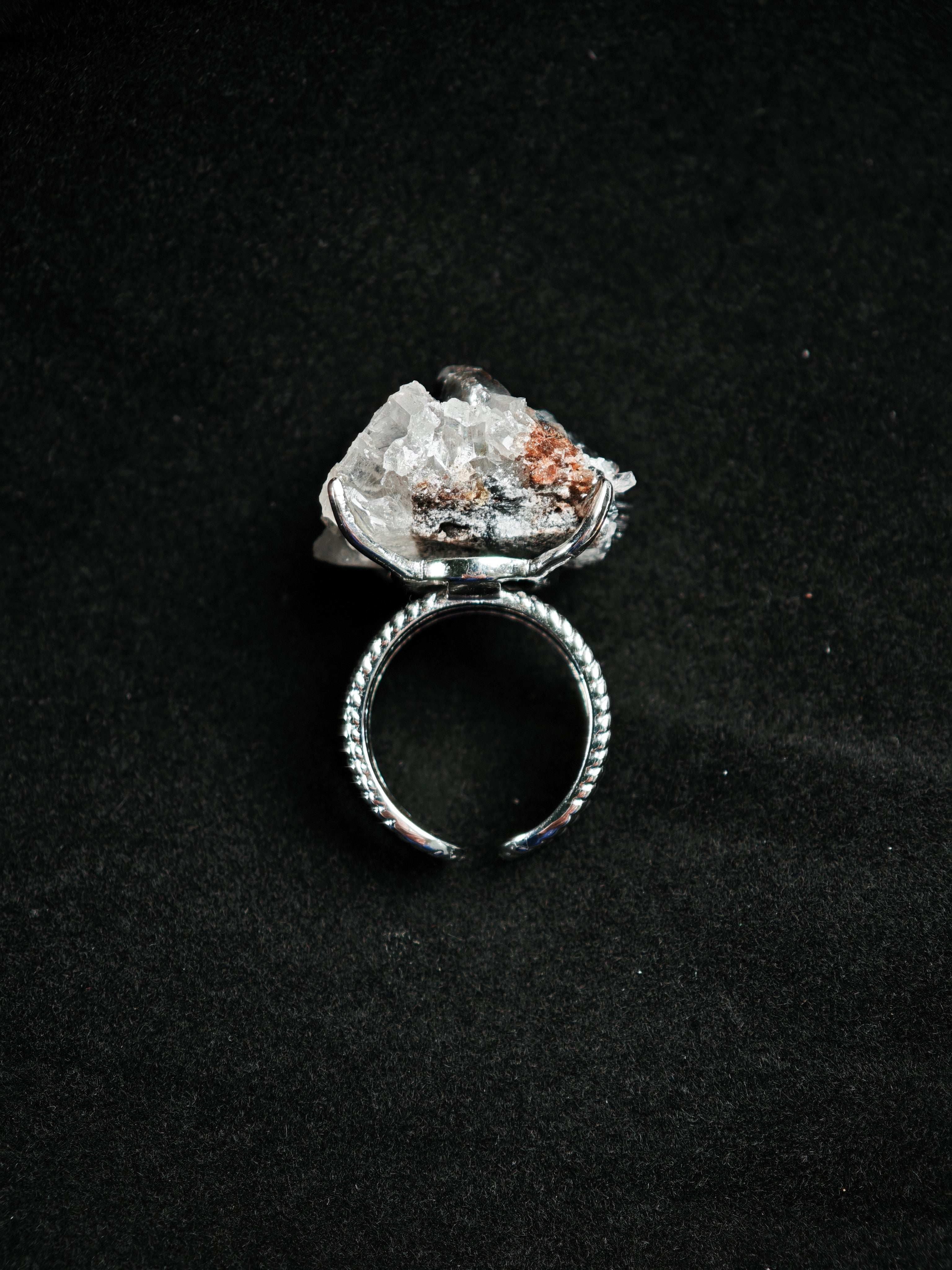 Specular&Crystal Adjustable Ring - Natural Mineral - Solo Collection -009