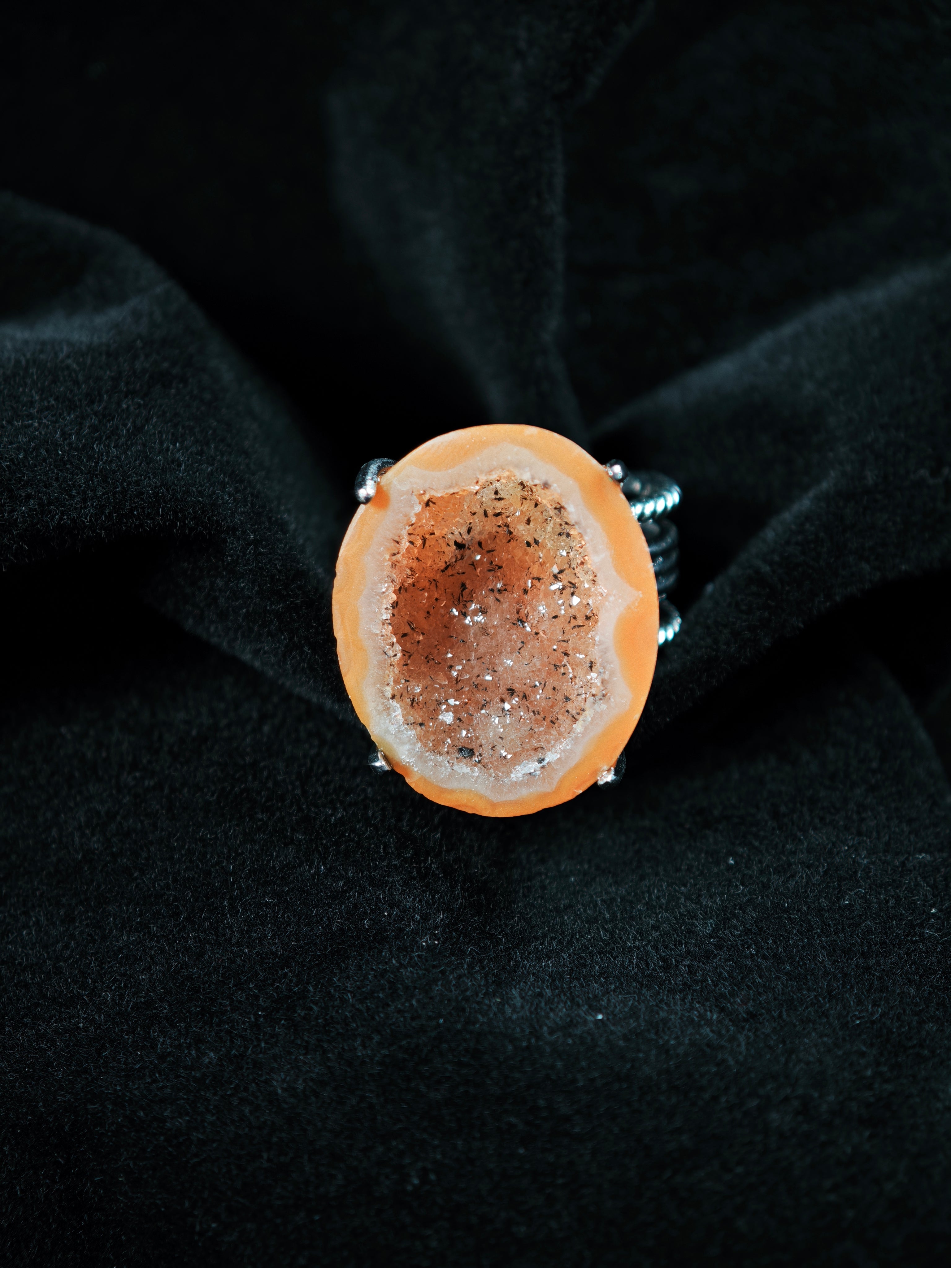 geode Adjustable Ring - Natural Mineral - Solo Collection -010