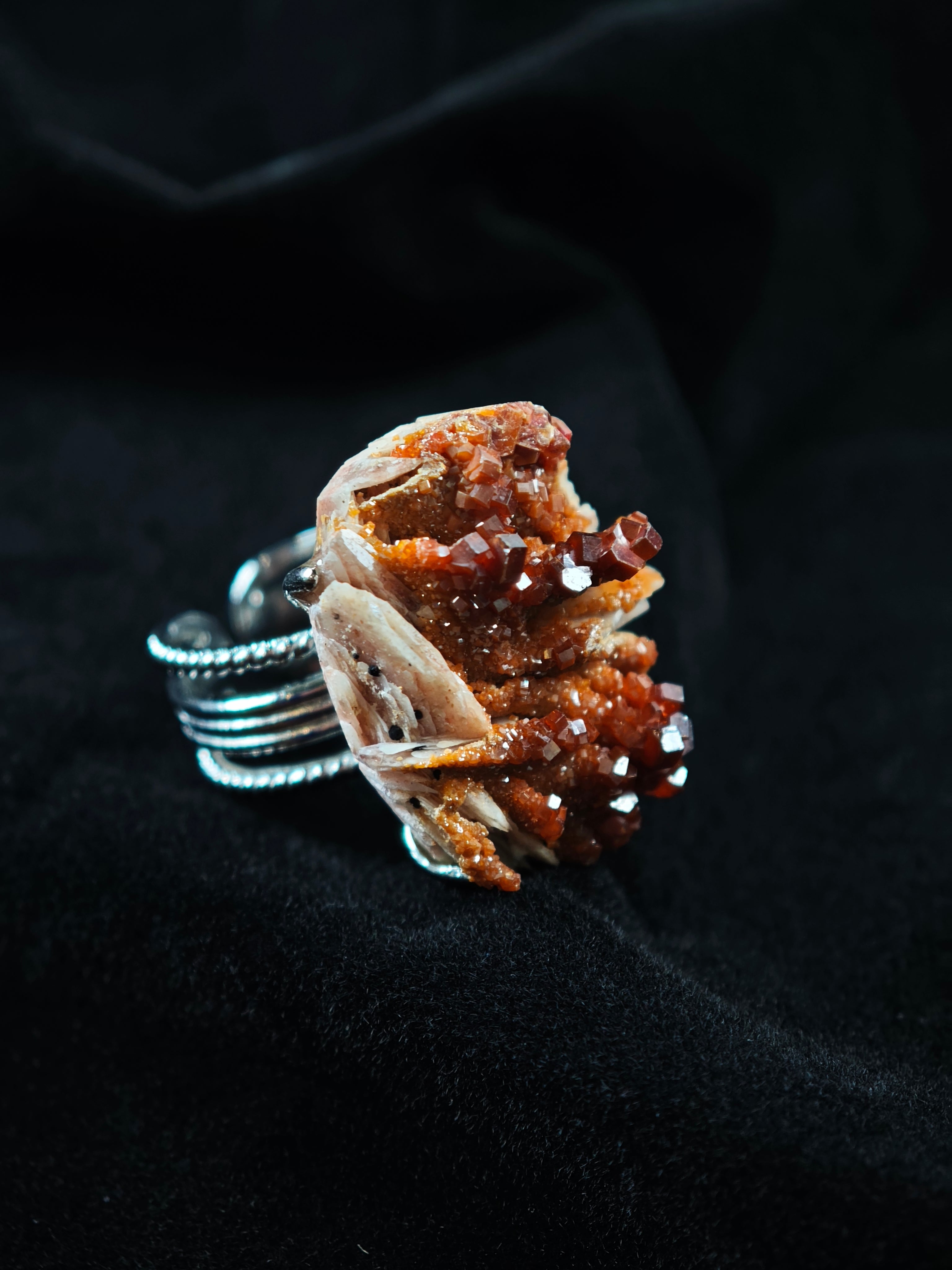 Vanadinite Adjustable Ring - Natural Mineral - Solo Collection -011