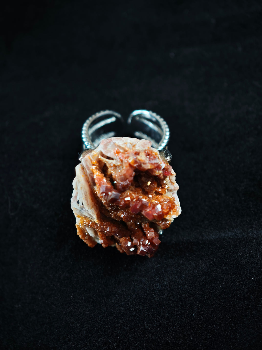 Vanadinite Adjustable Ring - Natural Mineral - Solo Collection -011