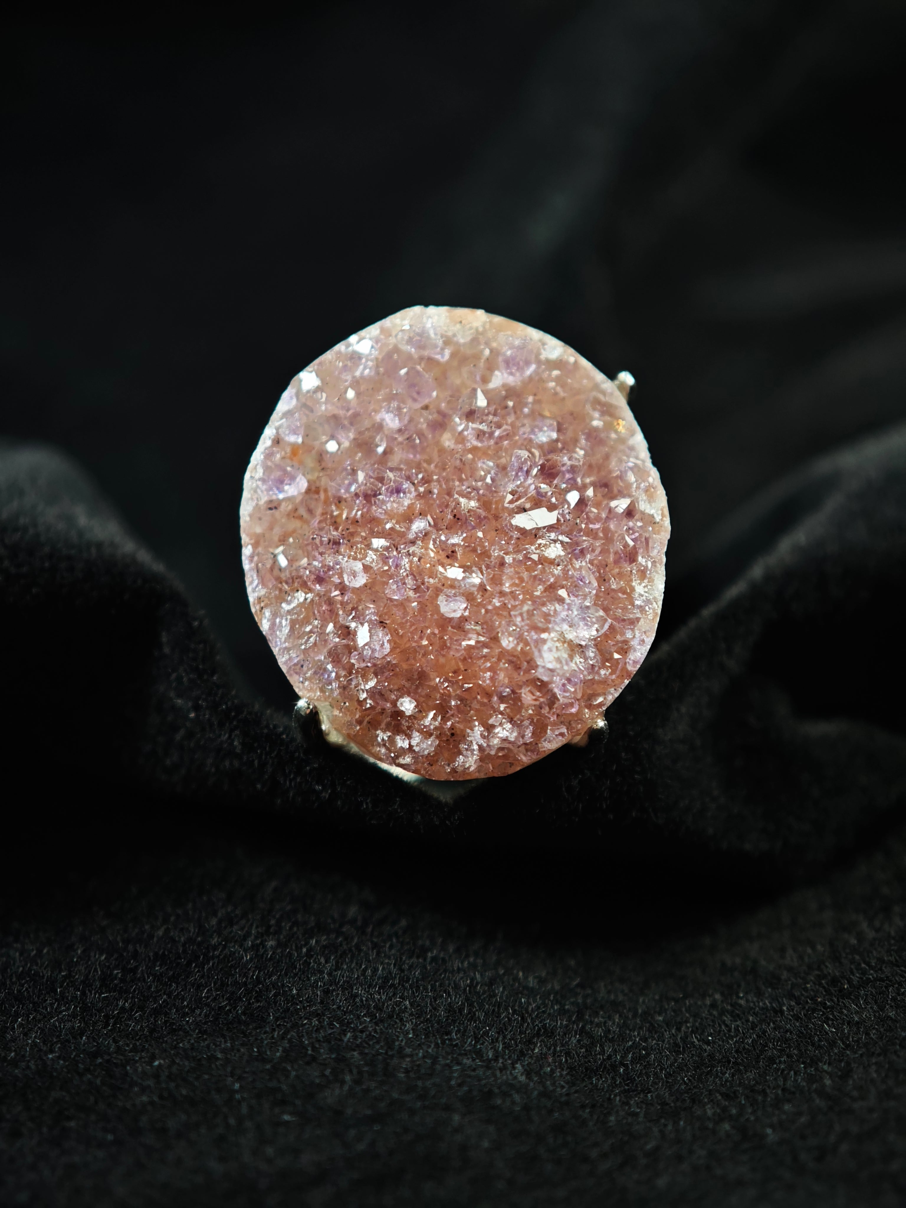 Druzy Quartz Adjustable Ring - Natural Mineral - Solo Collection -014