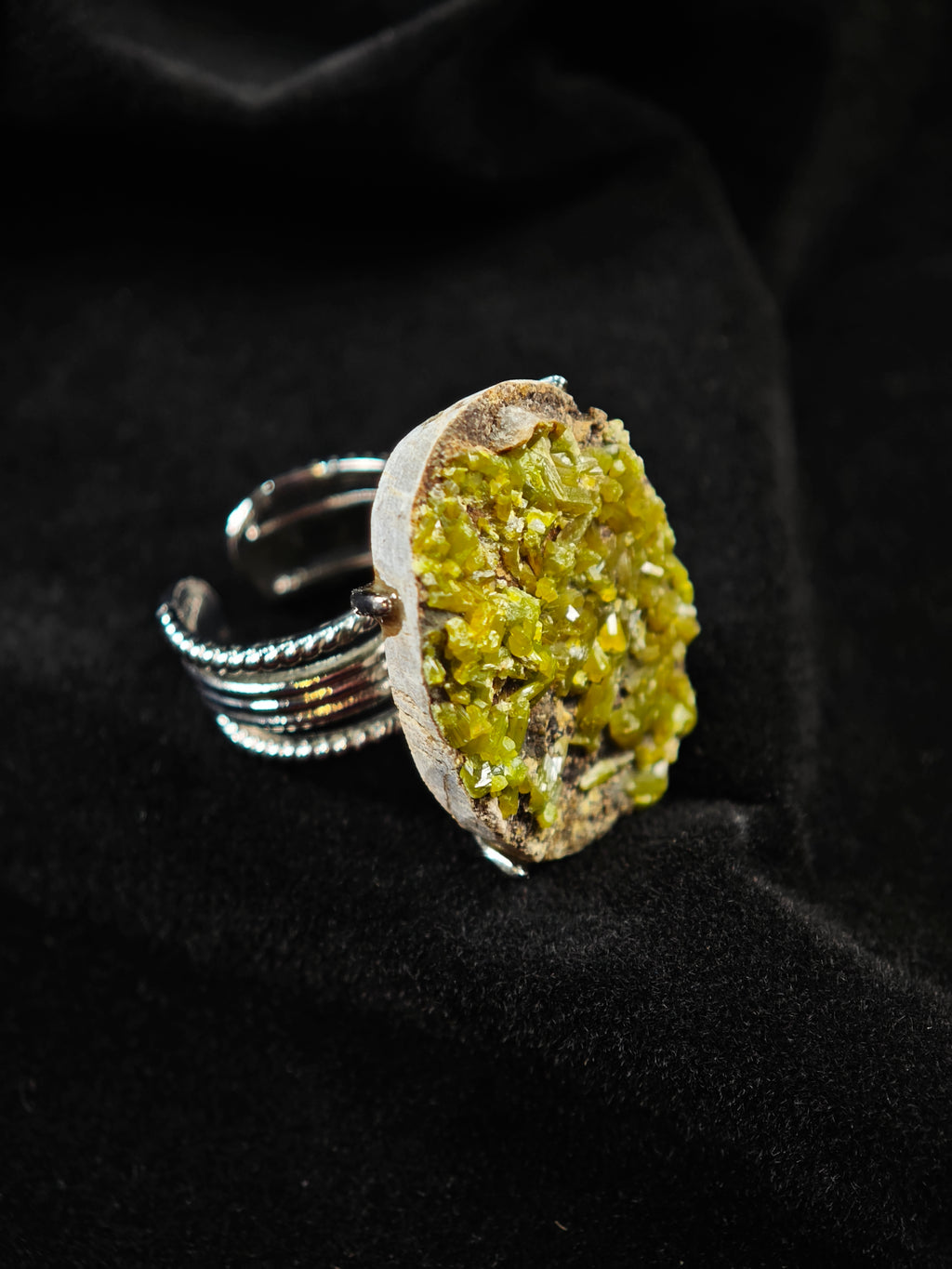 Pyromorphite Adjustable Ring - Natural Mineral - Solo Collection -016
