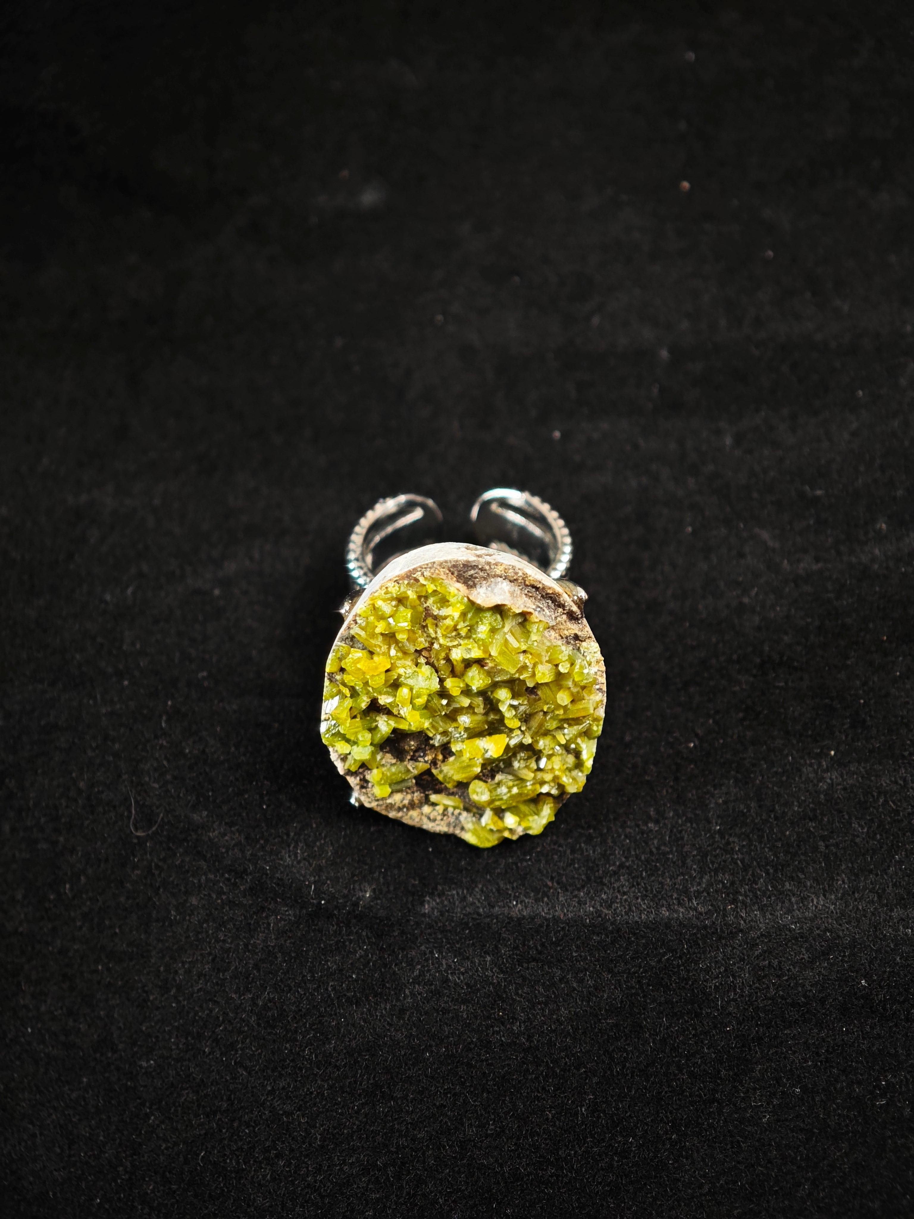 Pyromorphite Adjustable Ring - Natural Mineral - Solo Collection -016