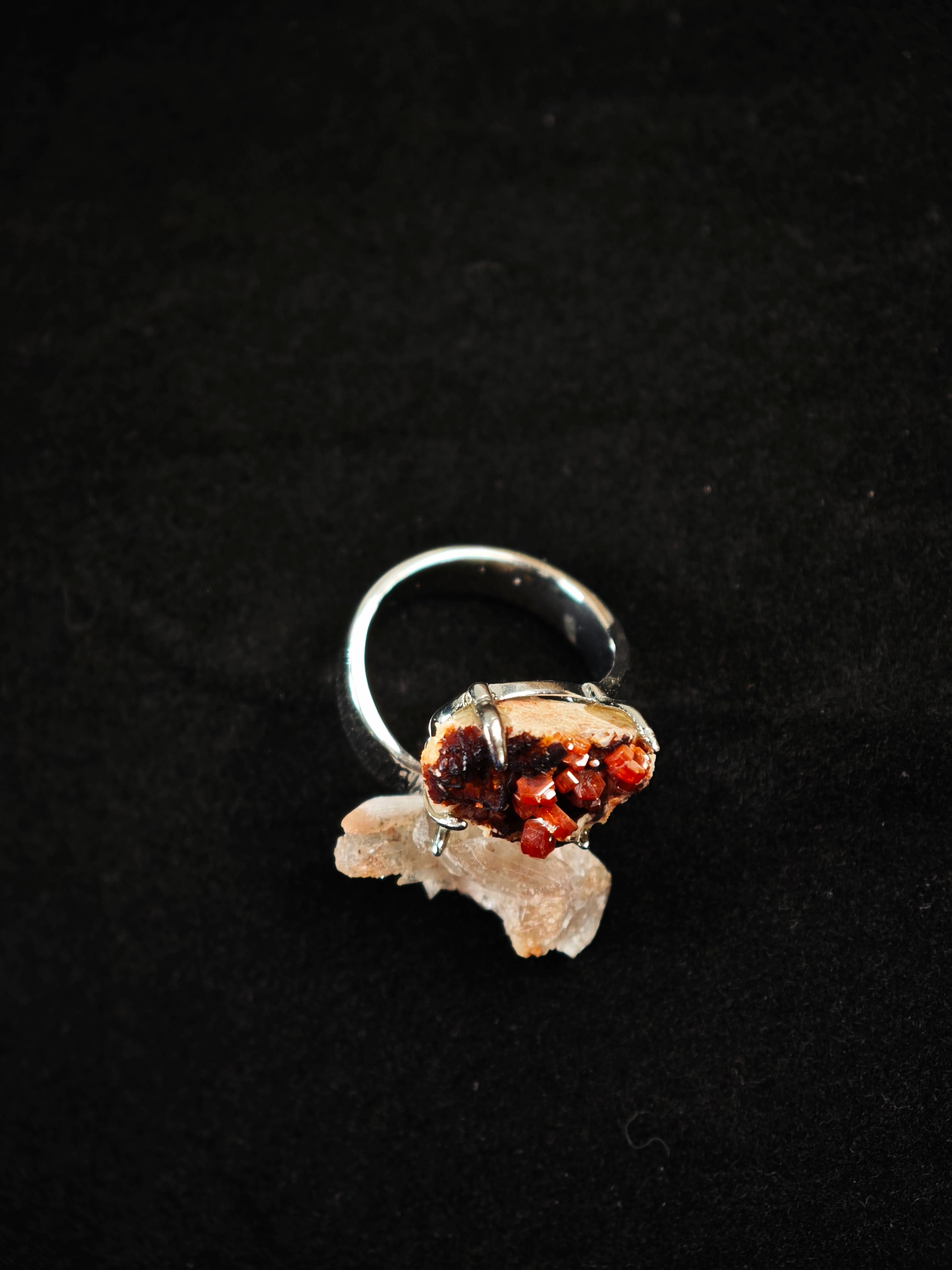 Garnet&Creedite Adjustable Ring - Natural Mineral - Duo Collection -017