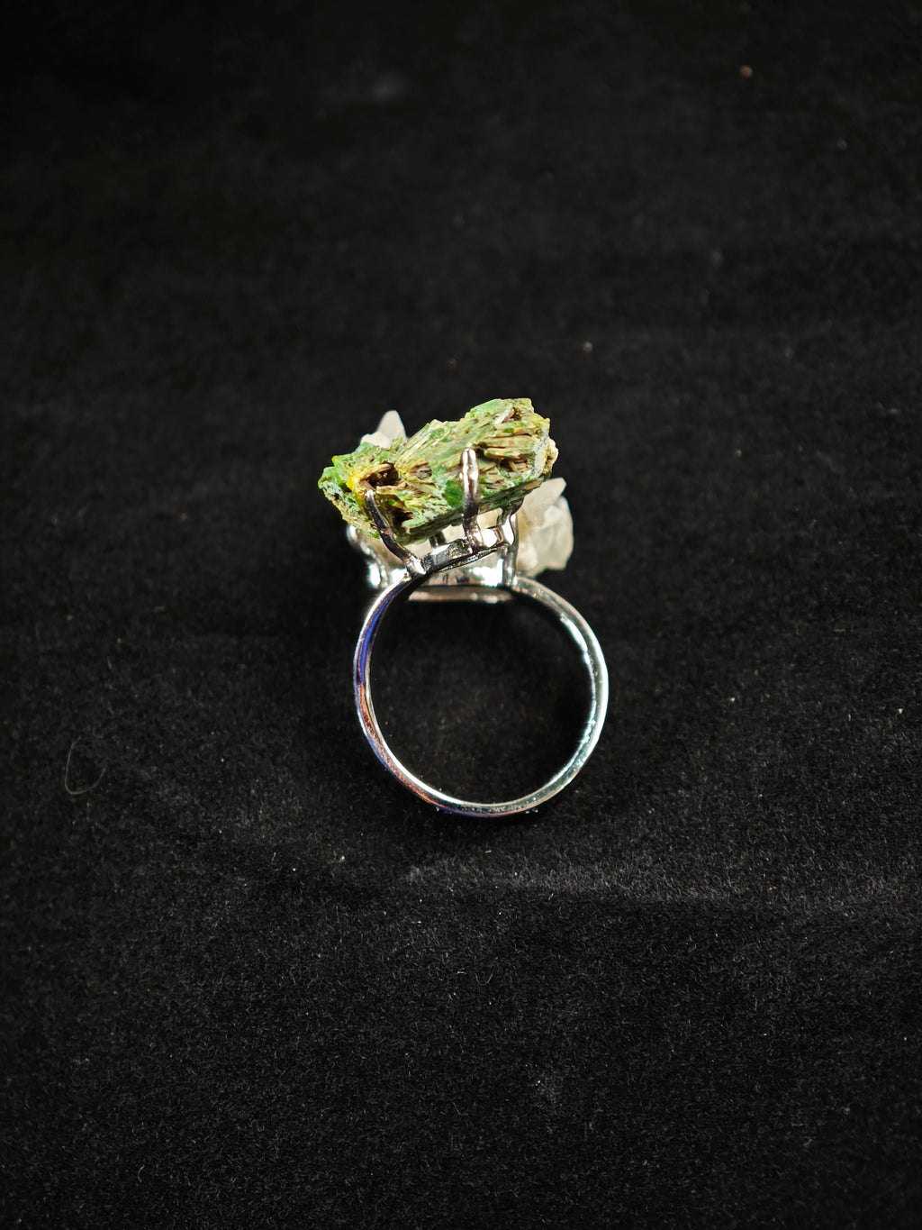 Pyromorphite&calcite Adjustable Ring - Natural Mineral - Duo Collection -022