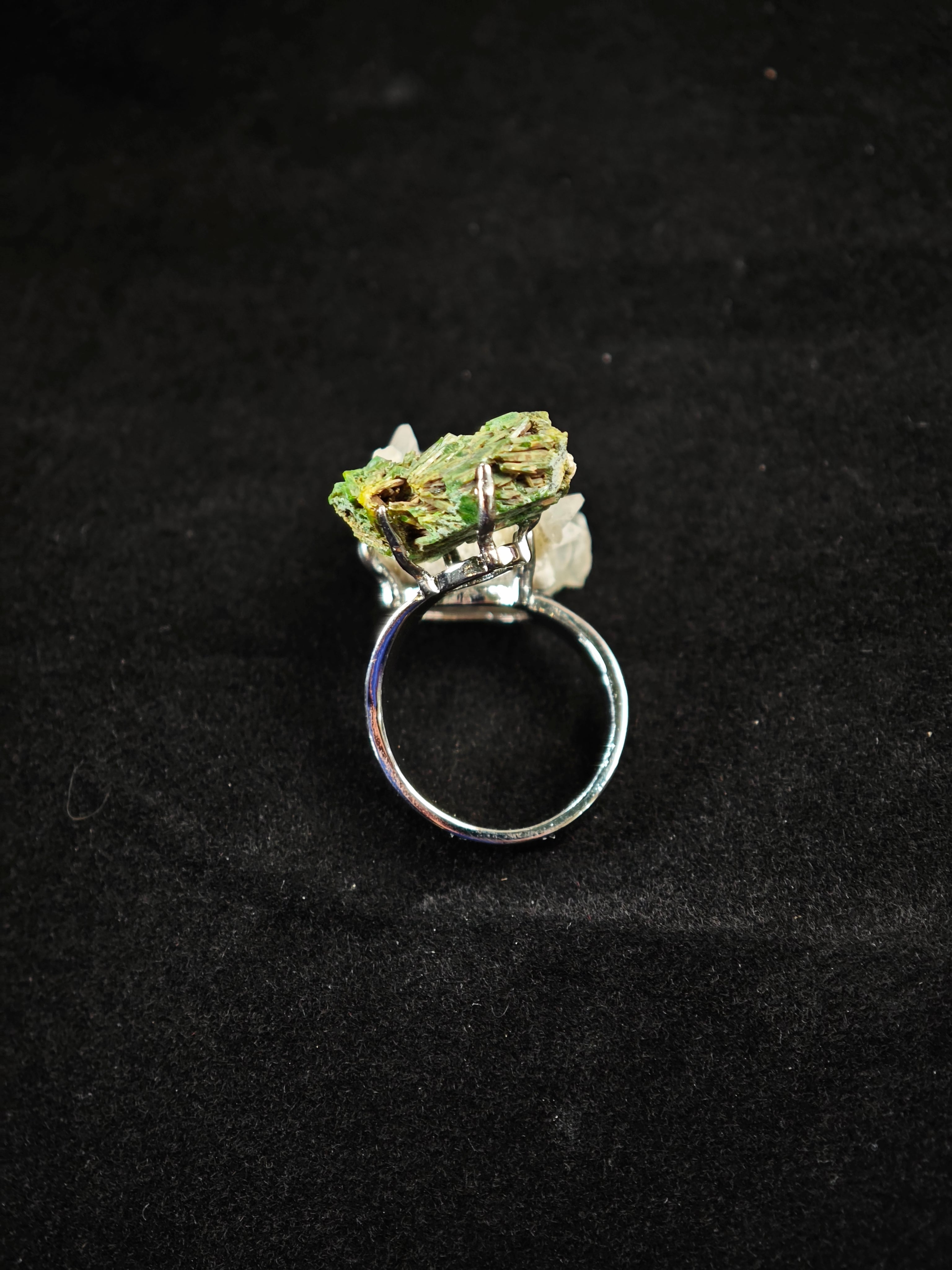 Pyromorphite&calcite Adjustable Ring - Natural Mineral - Duo Collection -022