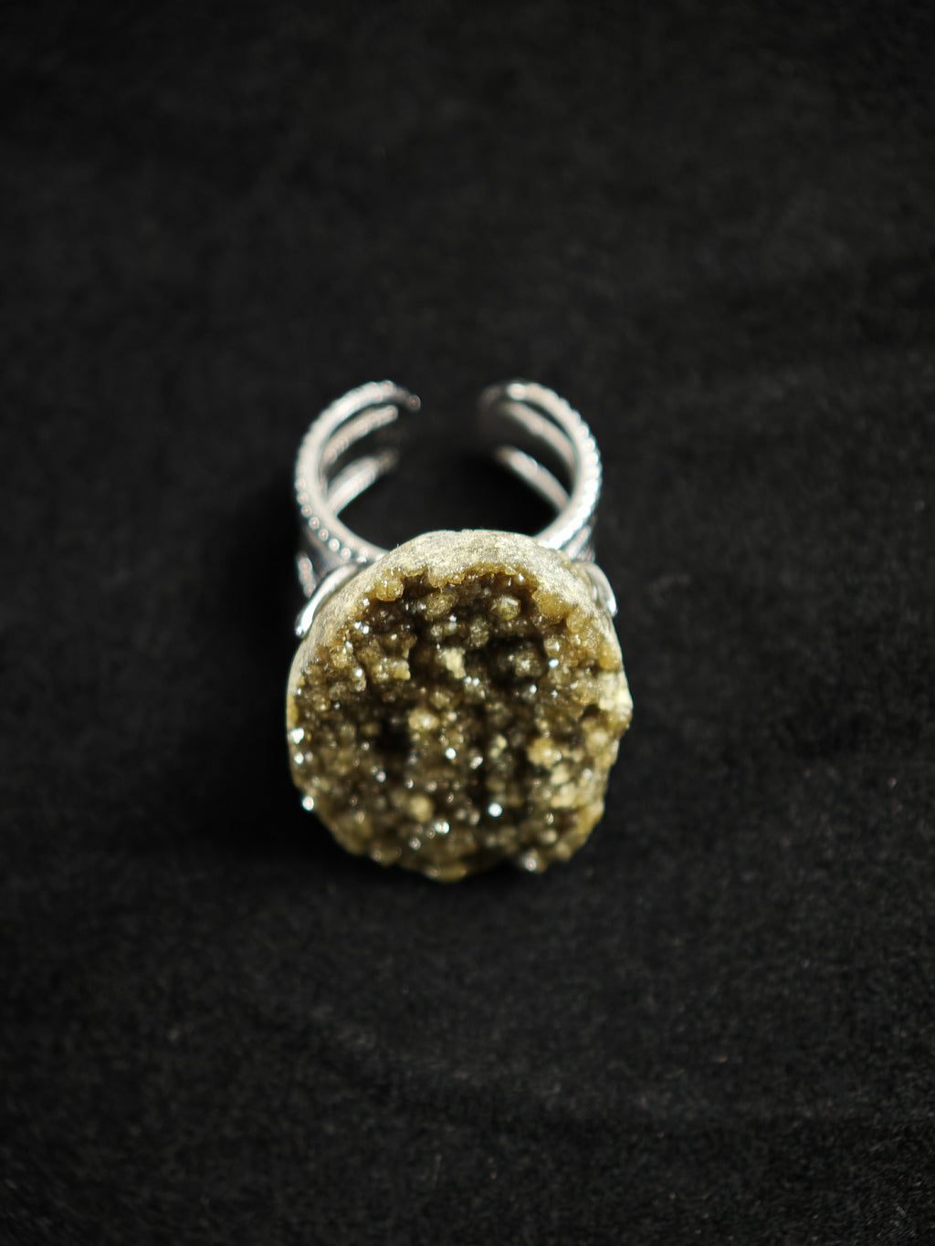 Andradite Adjustable Ring - Natural Mineral - Solo Collection -023