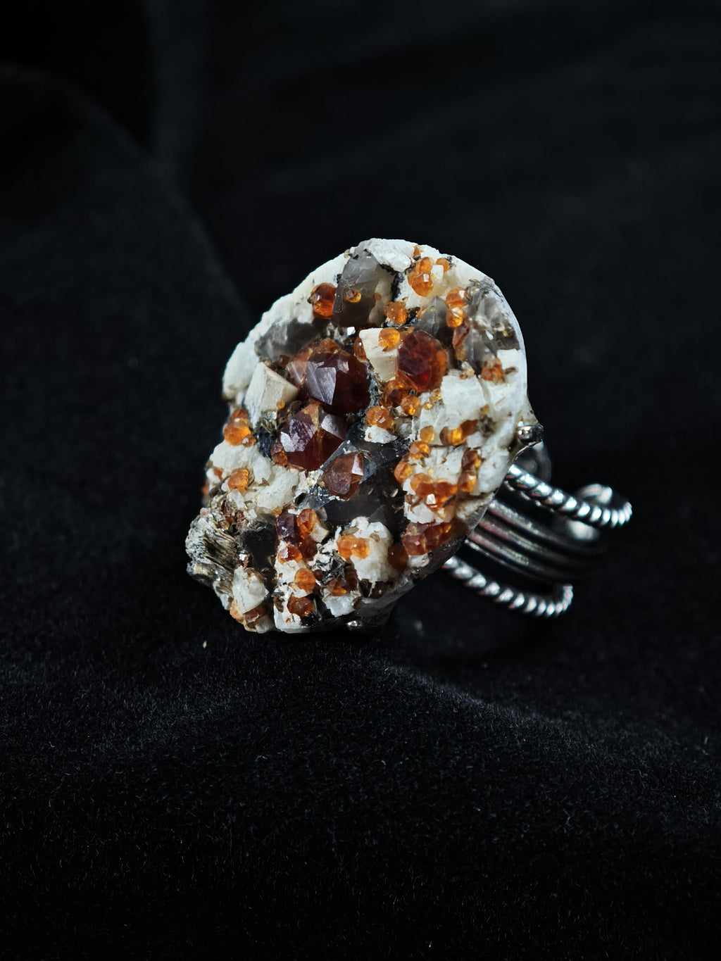 Garnet Adjustable Ring - Natural Mineral - Solo Collection -024