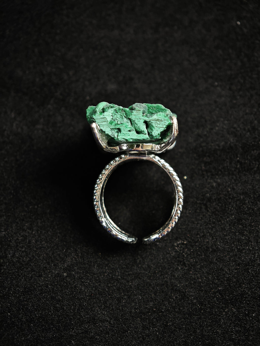 Malachite Adjustable Ring - Natural Mineral - Solo Collection -025