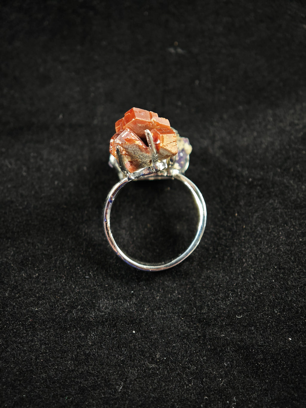 Phantom Fluorite&Vanadinite Adjustable Ring - Natural Mineral - Duo Collection -030