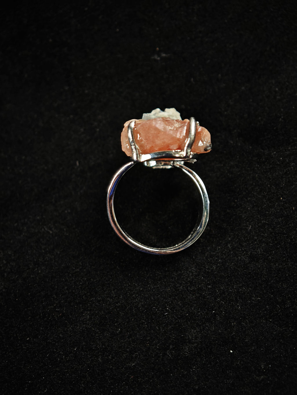 YGX Fluorite&sunstone Adjustable Ring - Natural Mineral - Duo Collection -032