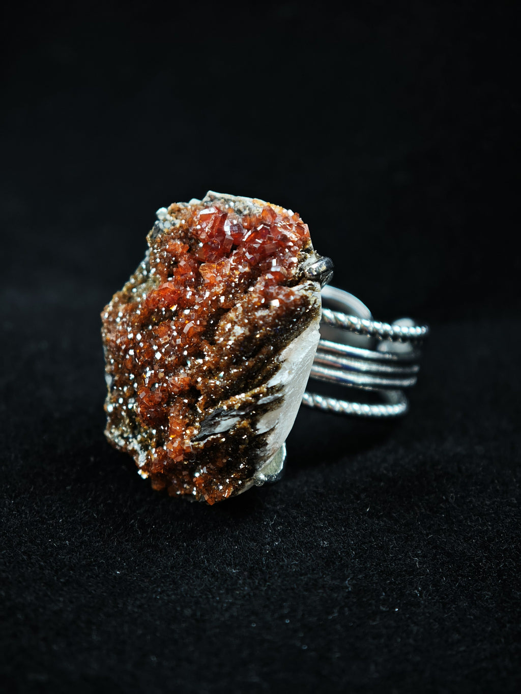 Vanadinite Adjustable Ring - Natural Mineral - Solo Collection -035