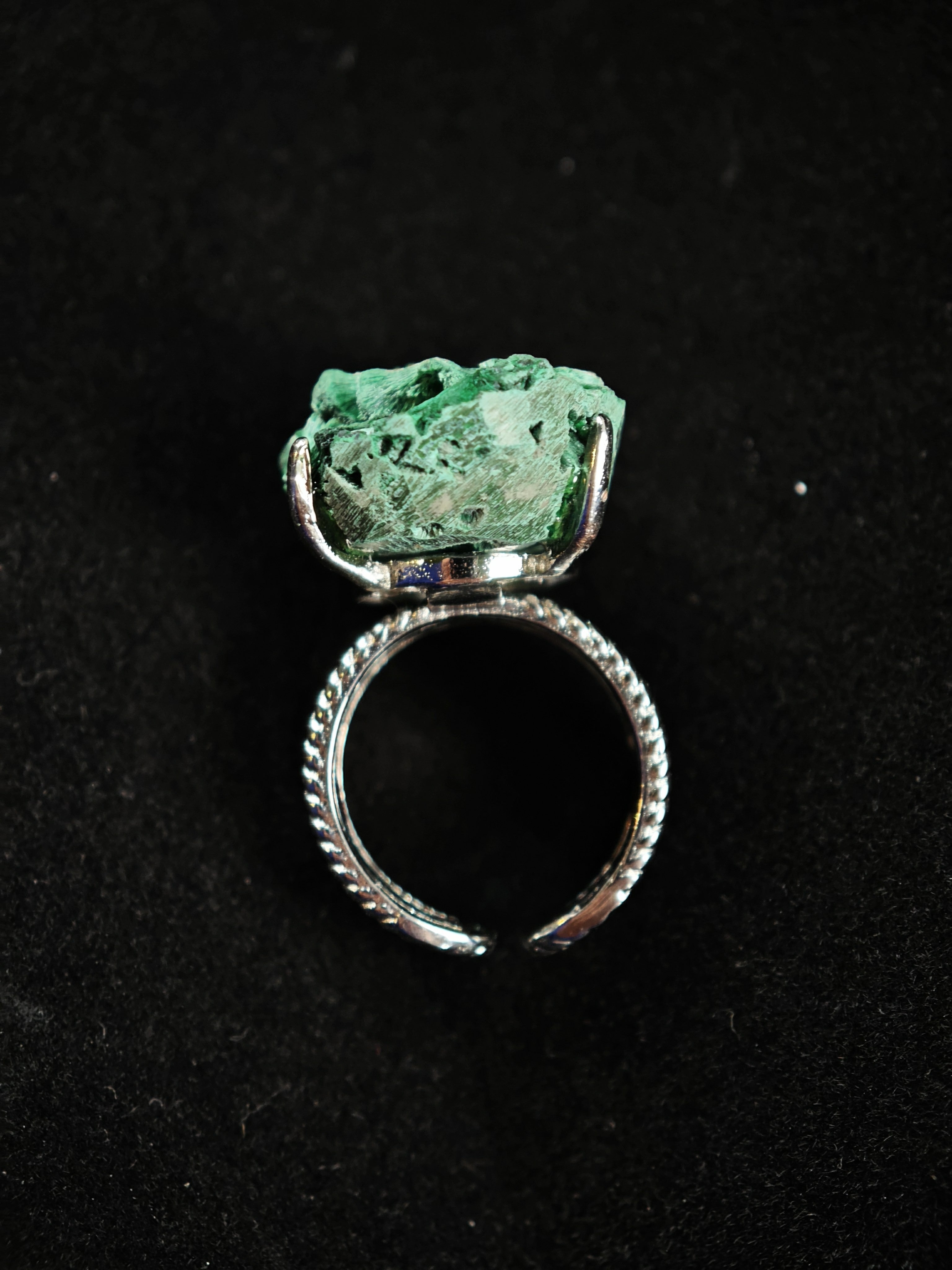 Malachite Adjustable Ring - Natural Mineral - Solo Collection -036