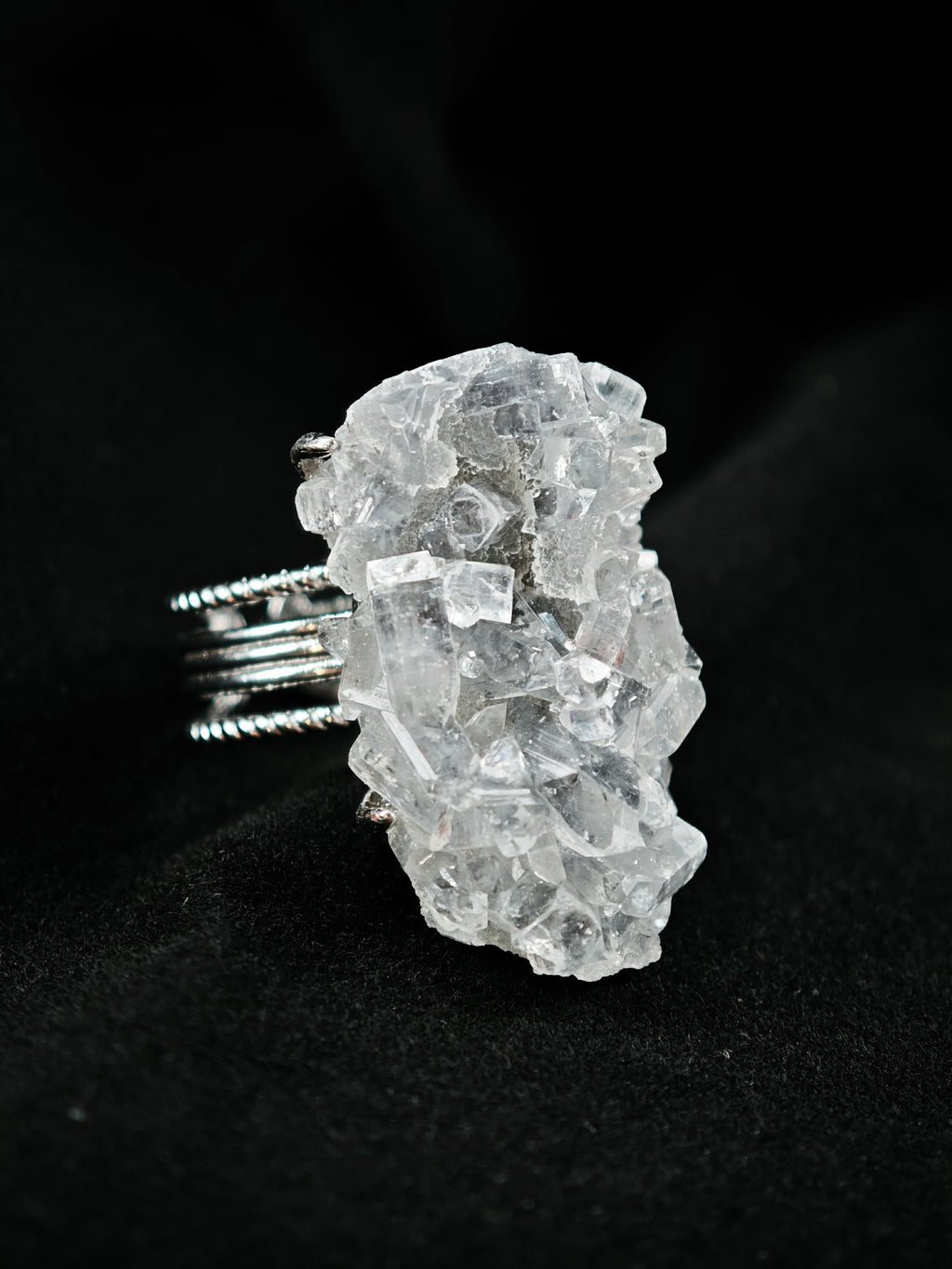 Apophyllite Adjustable Ring - Natural Mineral - Solo Collection -037