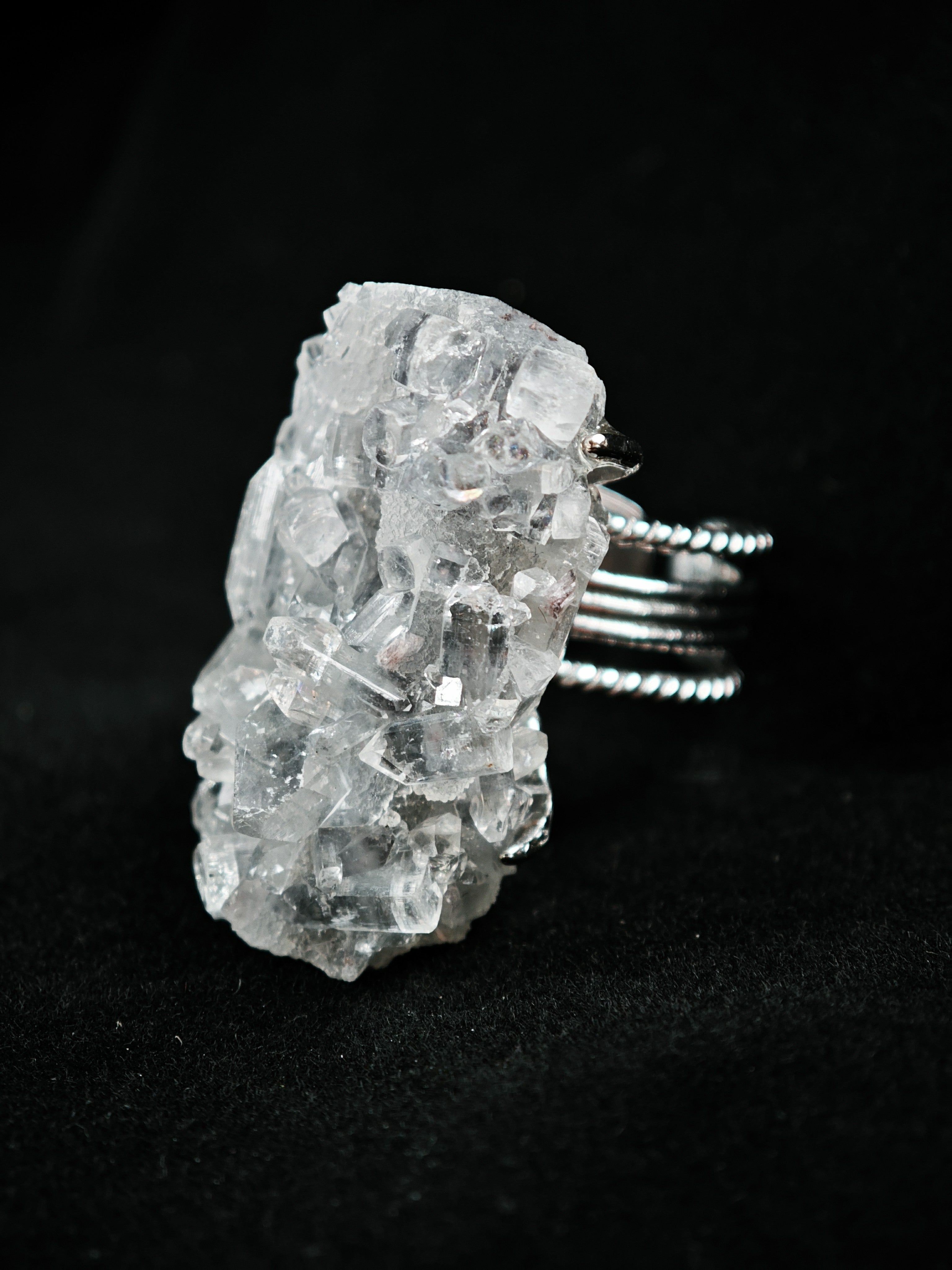 Apophyllite Adjustable Ring - Natural Mineral - Solo Collection -037