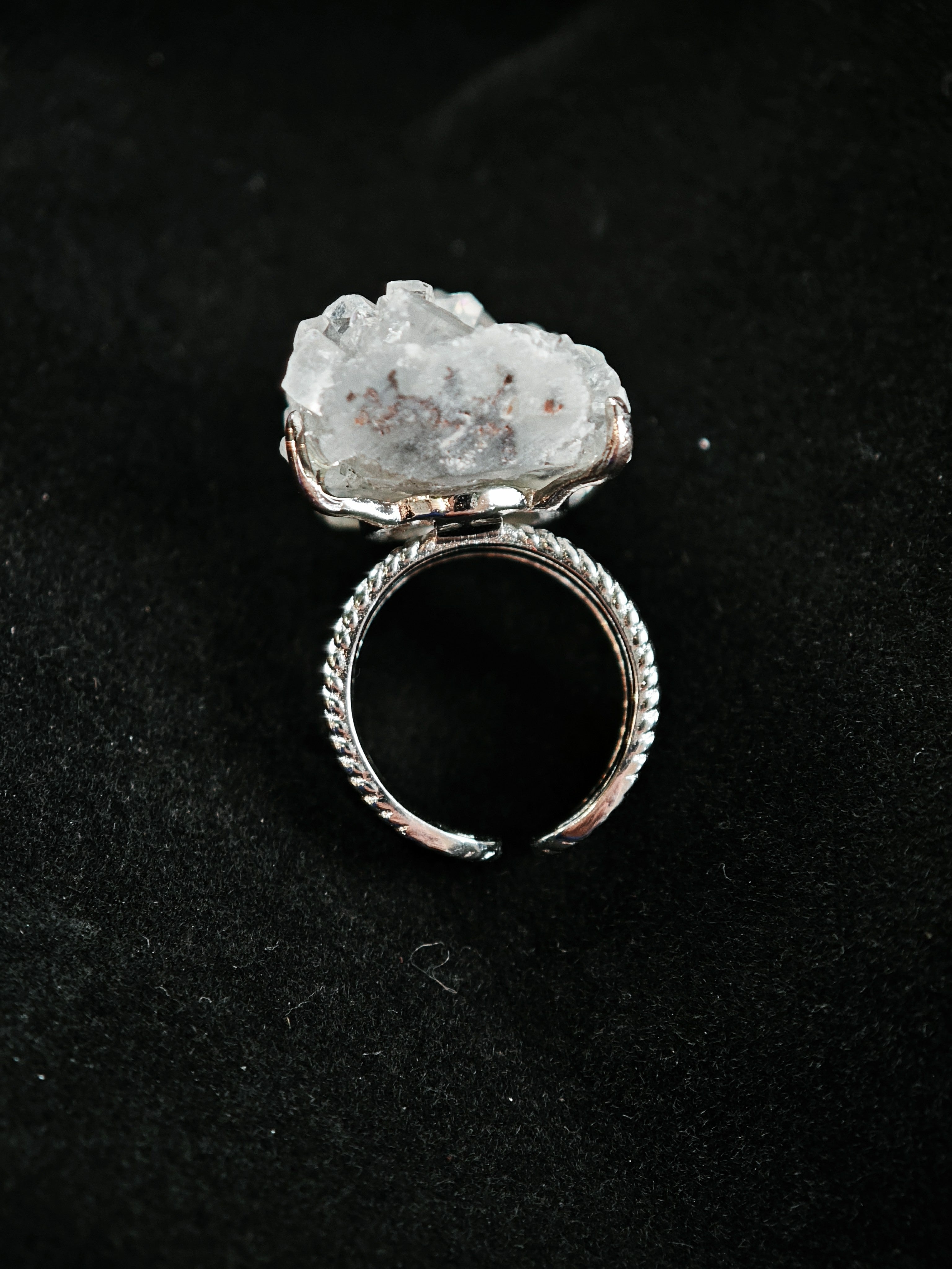 Apophyllite Adjustable Ring - Natural Mineral - Solo Collection -037