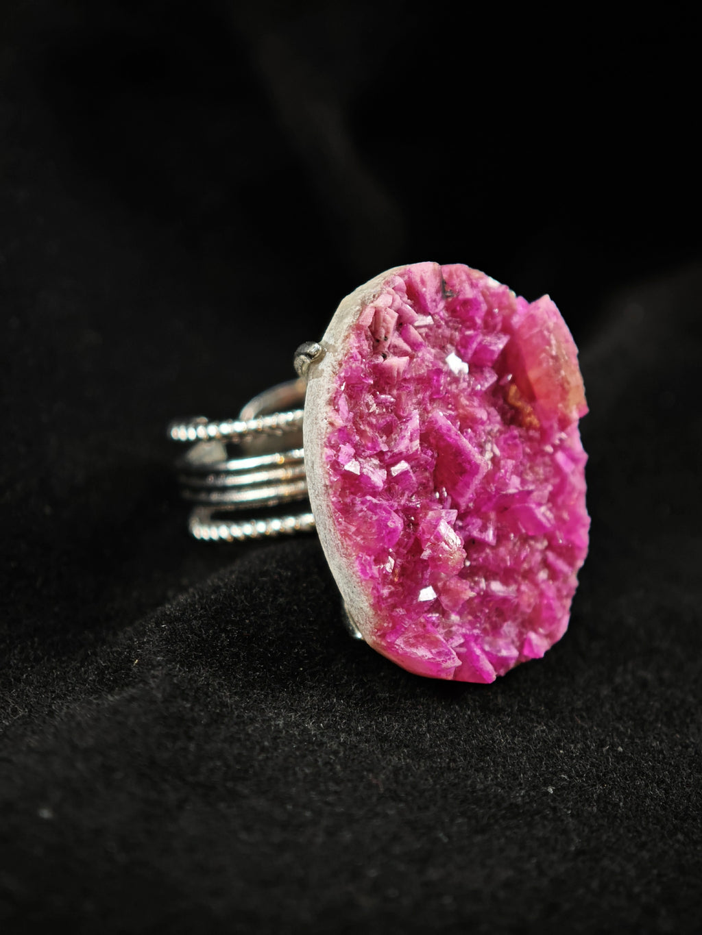 Cobaltoan Calcite Adjustable Ring - Natural Mineral - Solo Collection -039