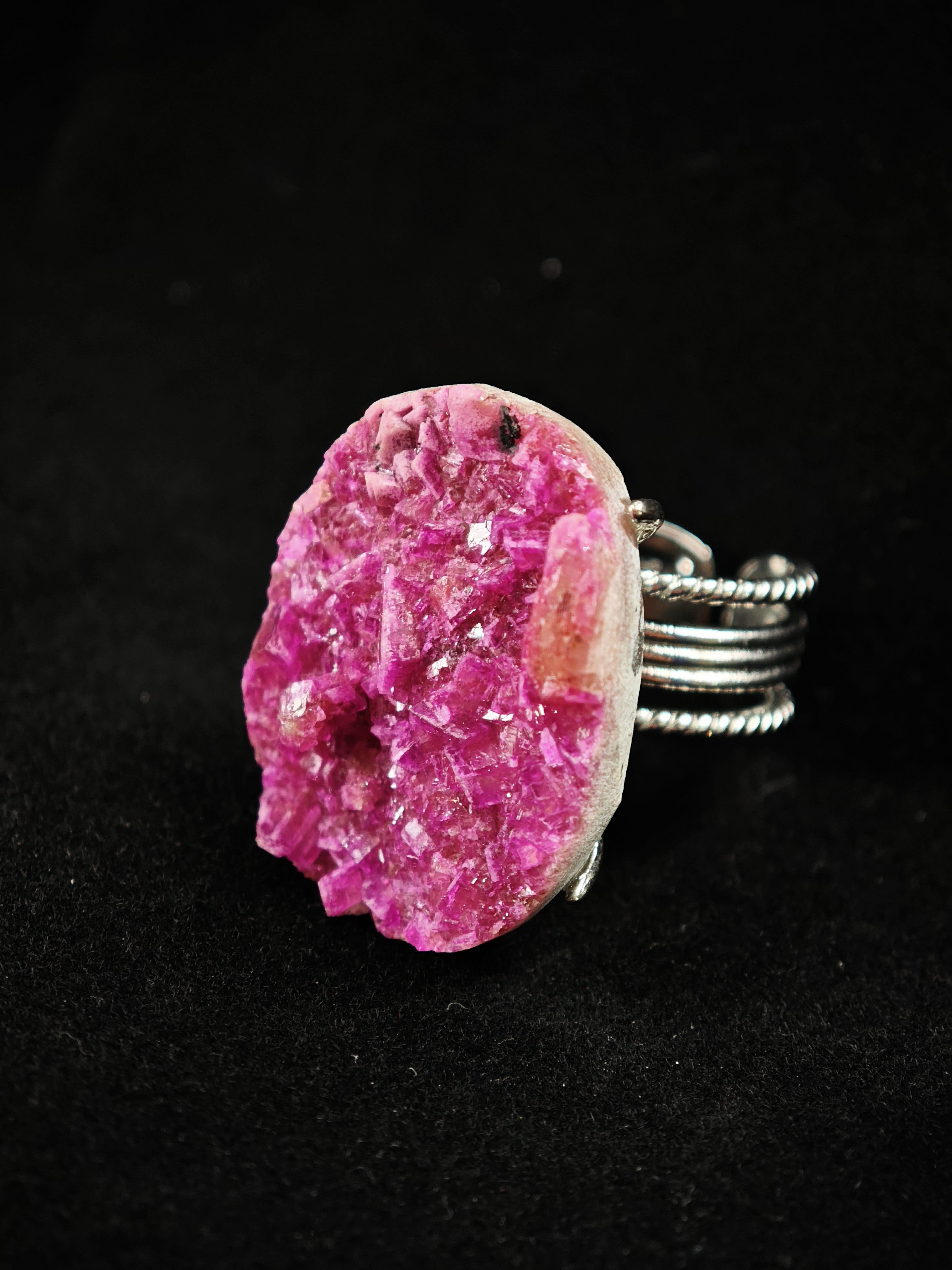 Cobaltoan Calcite Adjustable Ring - Natural Mineral - Solo Collection -039