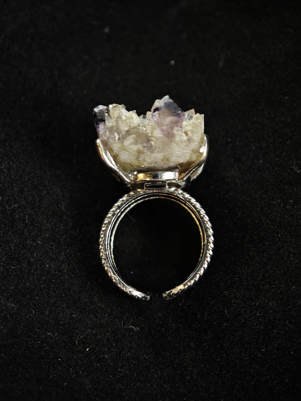 Phantom Fluorite Adjustable Ring - Natural Mineral - Solo Collection -041