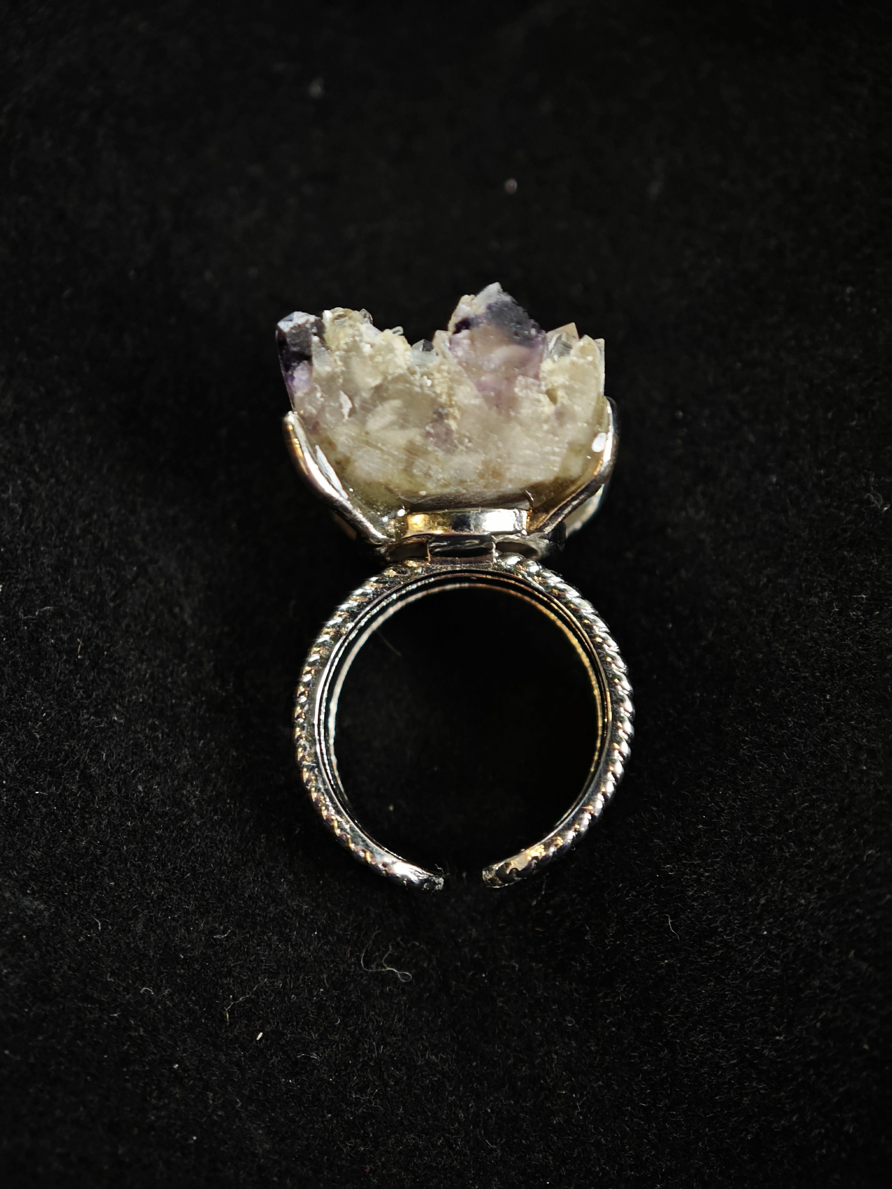 Phantom Fluorite Adjustable Ring - Natural Mineral - Solo Collection -041
