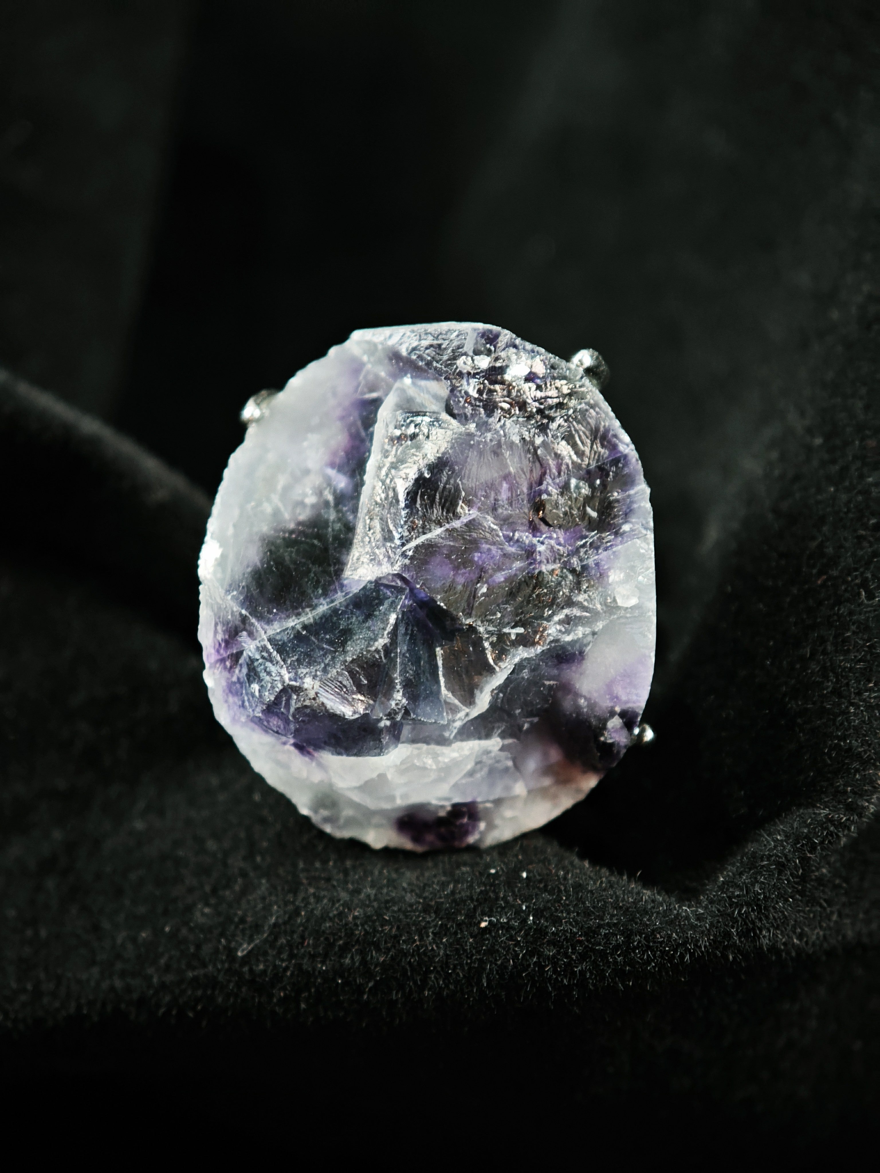 Phantom Fluorite Adjustable Ring - Natural Mineral - Solo Collection -042