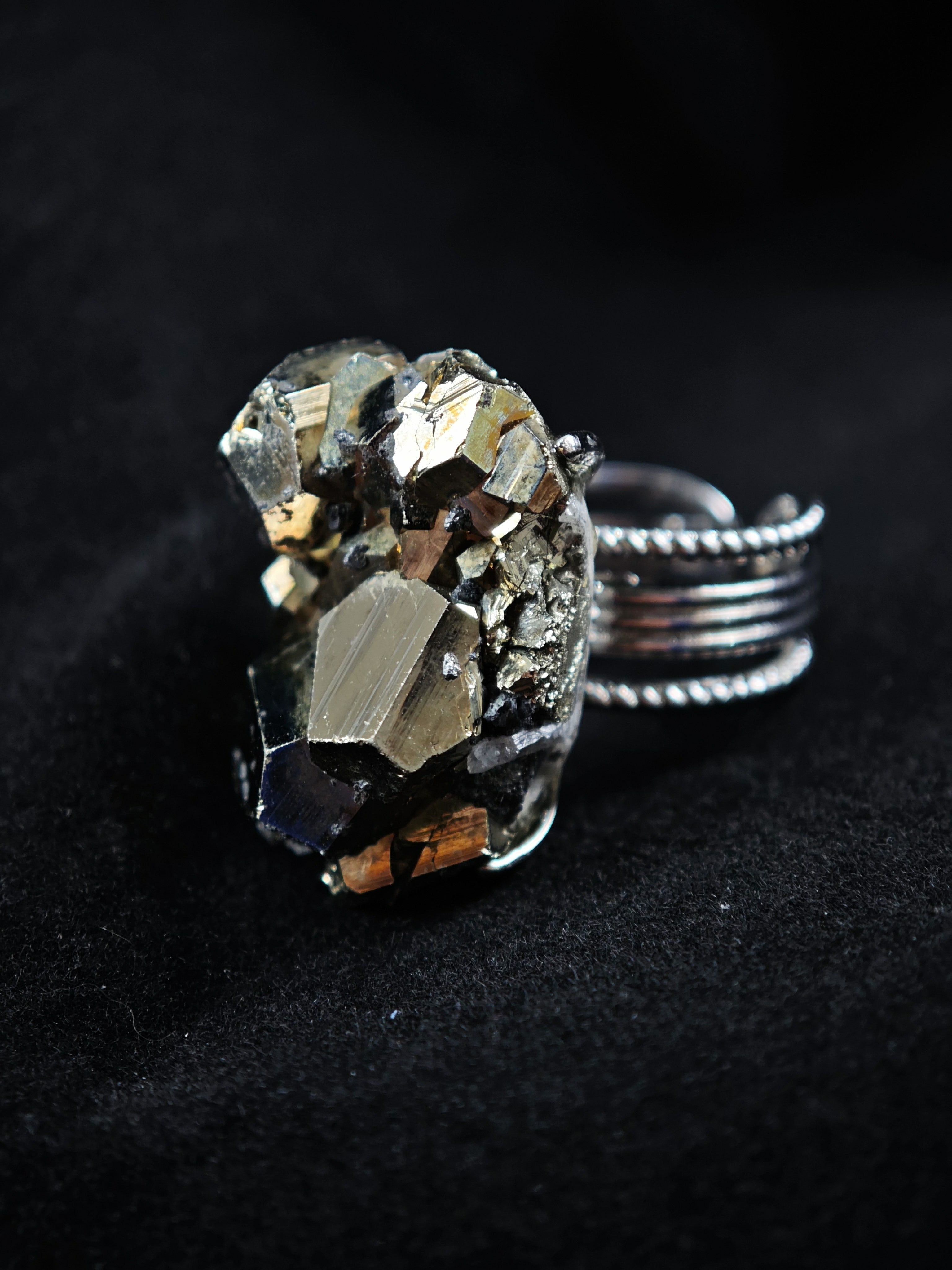 Chalcopyrite Adjustable Ring - Natural Mineral - Solo Collection -043