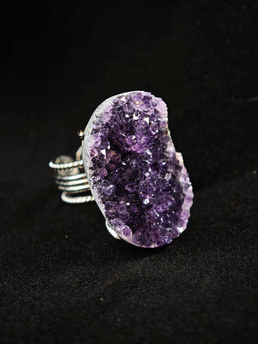 Amethyst Adjustable Ring - Natural Mineral - Solo Collection -060