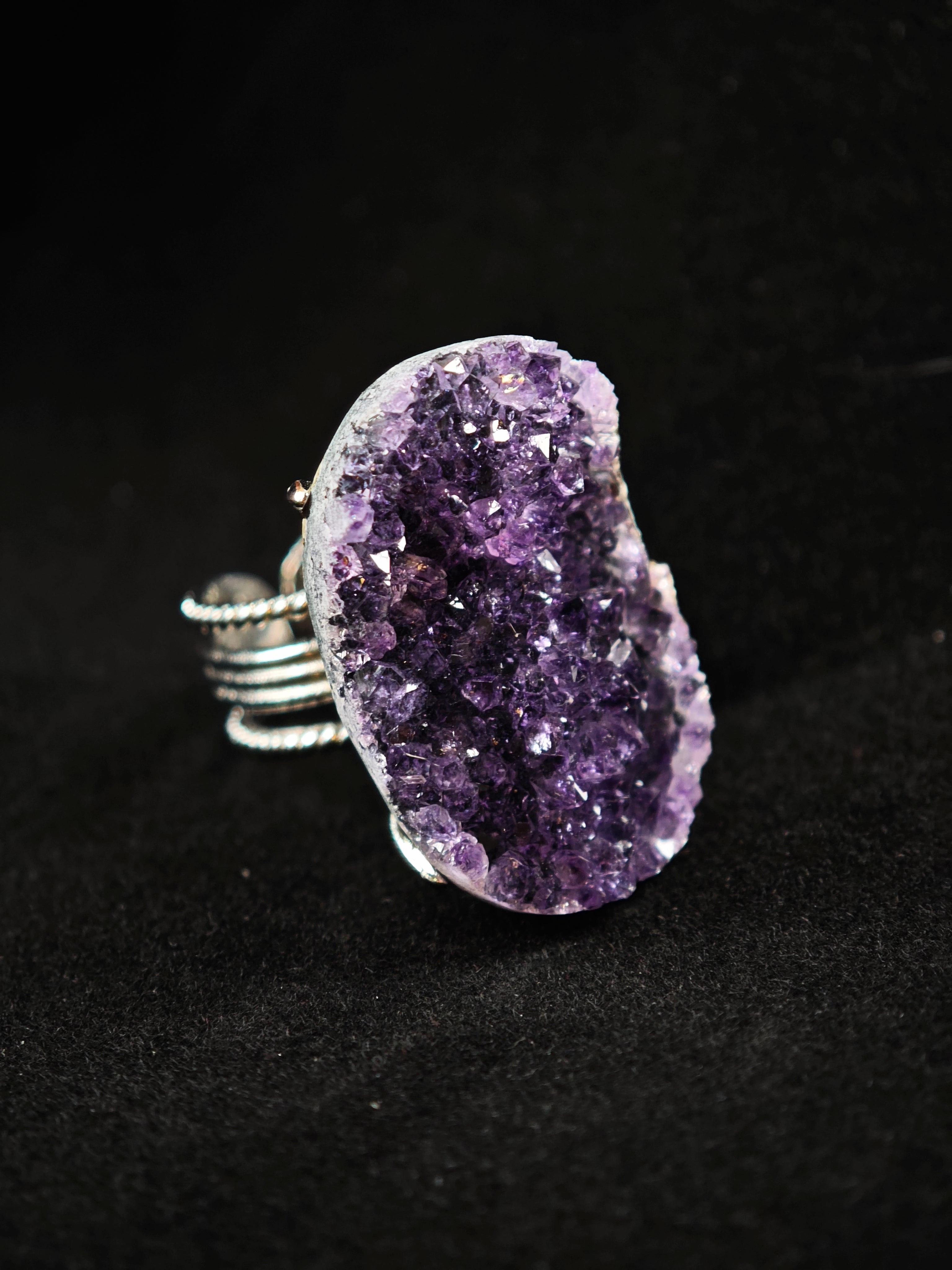 Amethyst Adjustable Ring - Natural Mineral - Solo Collection -060