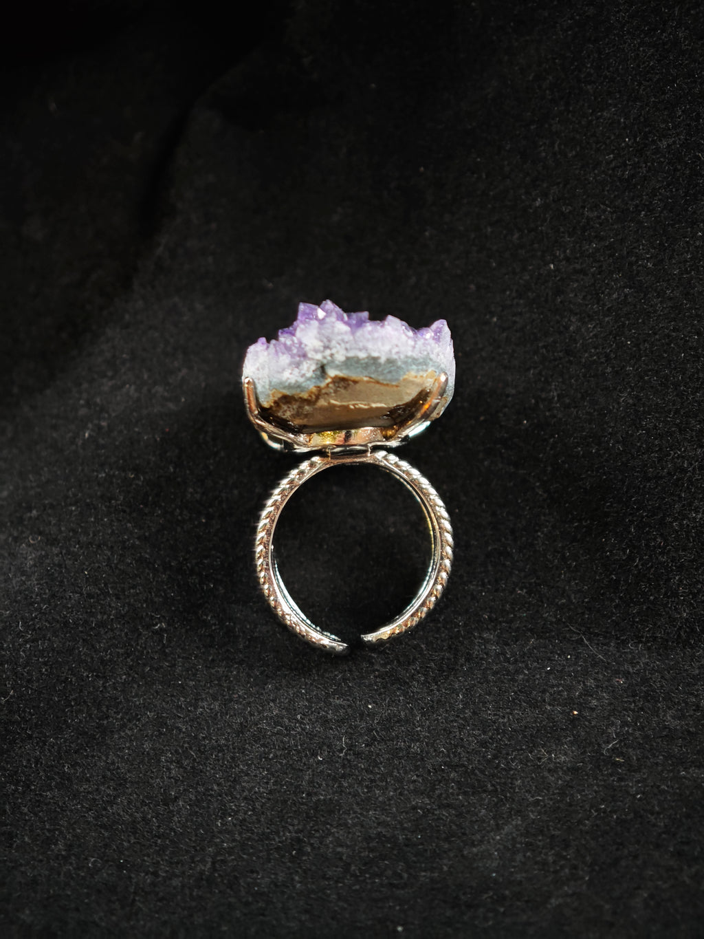 Amethyst Adjustable Ring - Natural Mineral - Solo Collection -060