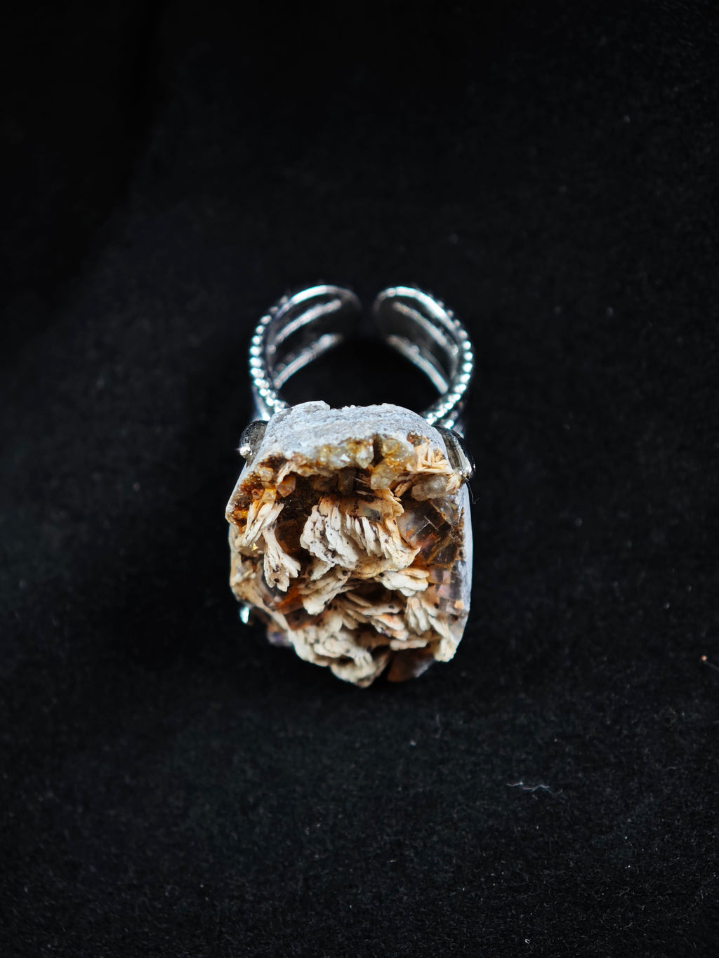 Barite Adjustable Ring - Natural Mineral - Solo Collection -063