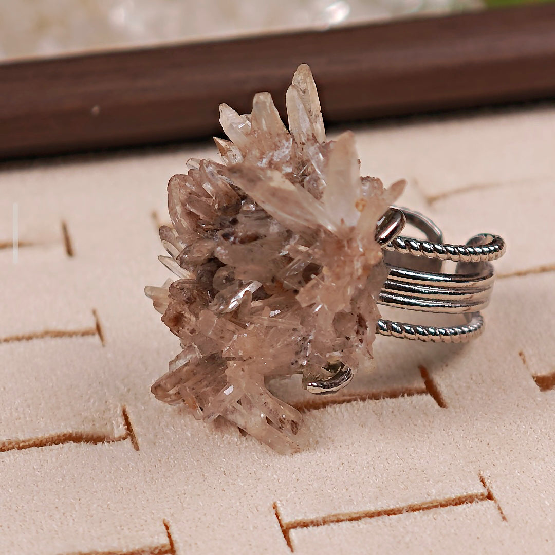 Raw Creedite Adjustable Ring – Natural Mineral Stone Ring, Handmade One of a Kind Jewelry-008