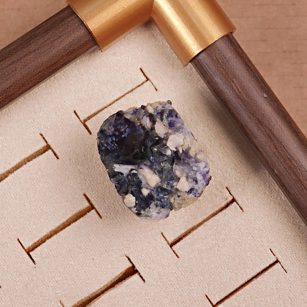 Raw Phantom Fluorite Adjustable Ring – Natural Mineral Stone Ring, Handmade One of a Kind Jewelry-012