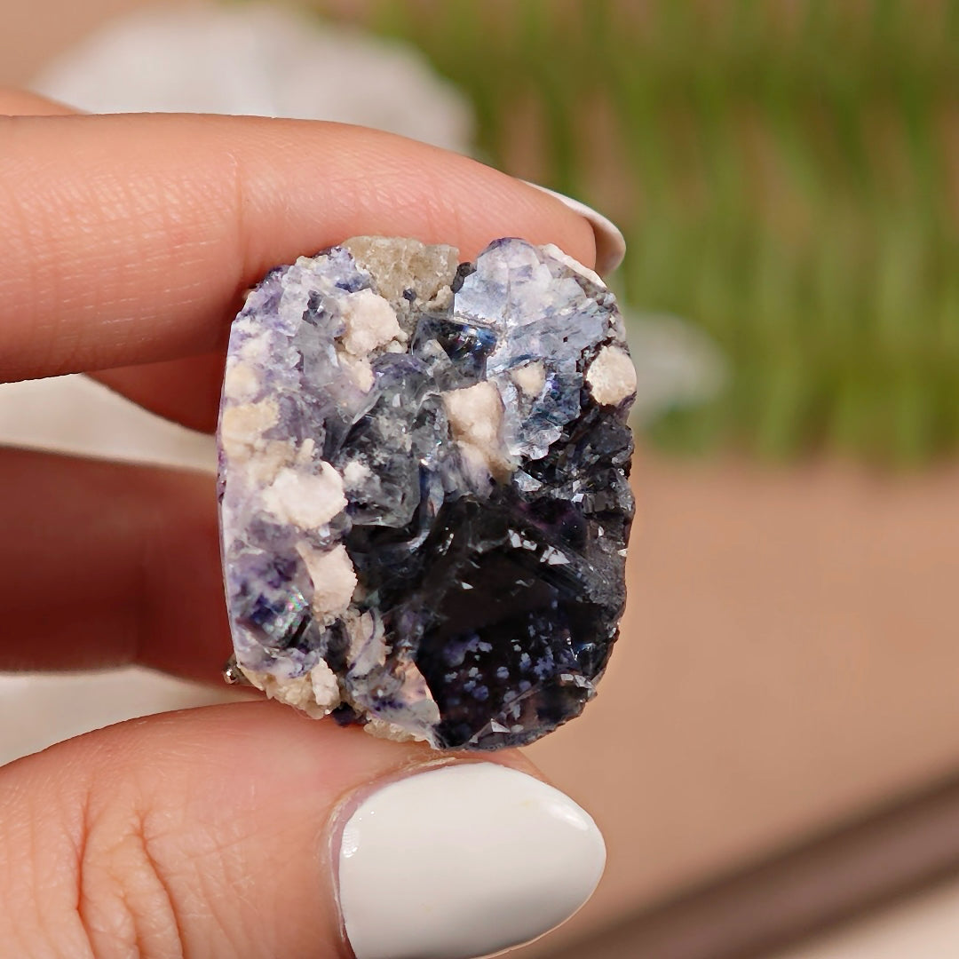 Raw Phantom Fluorite Adjustable Ring – Natural Mineral Stone Ring, Handmade One of a Kind Jewelry-012