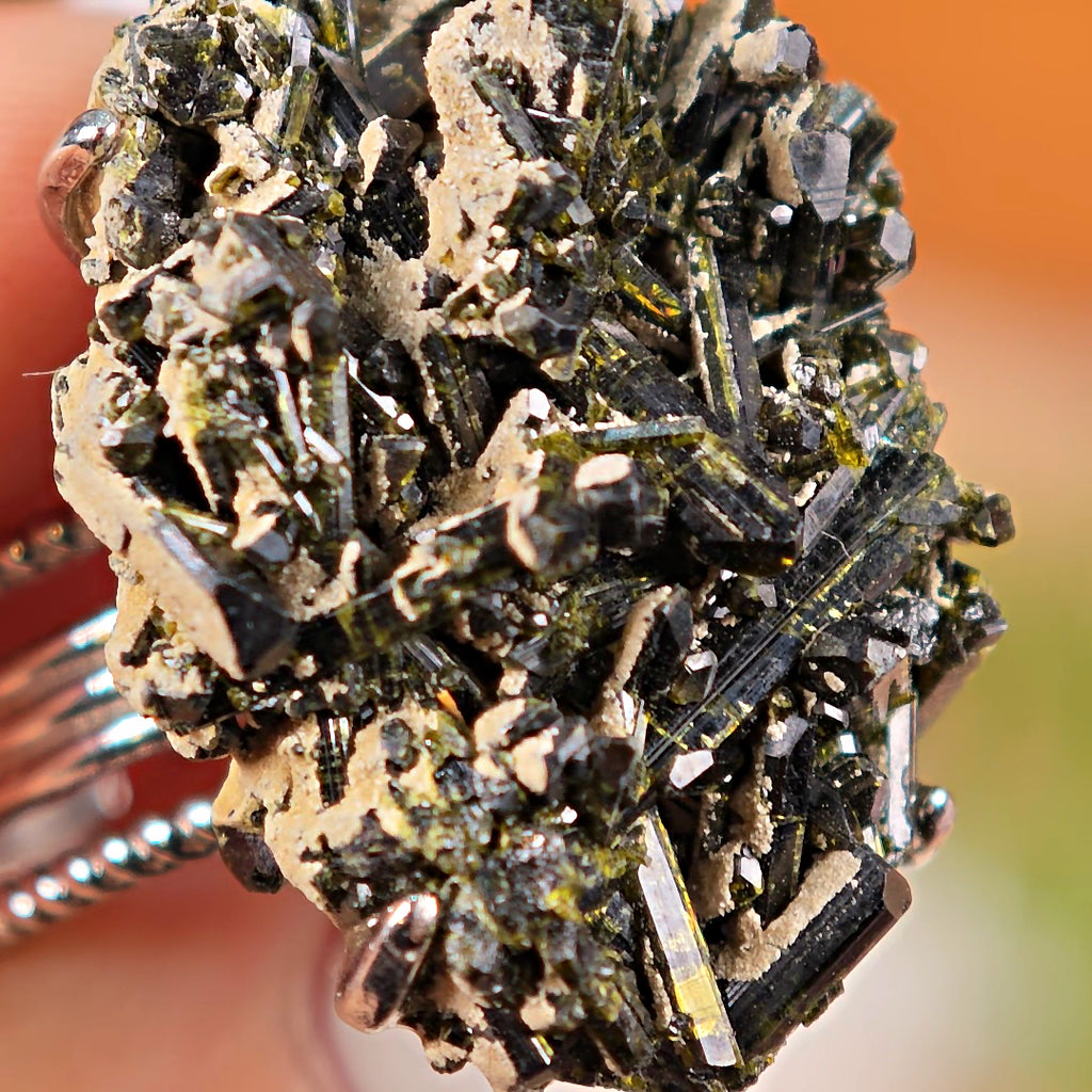 Raw Green Tourmaline Adjustable Ring – Natural Mineral Stone Ring, Handmade One of a Kind Jewelry-013