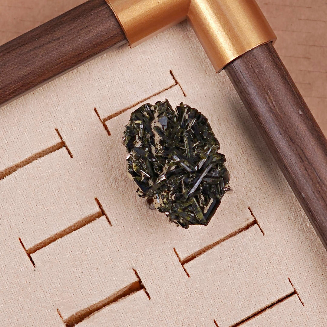 Raw Green Tourmaline Adjustable Ring – Natural Mineral Stone Ring, Handmade One of a Kind Jewelry-013