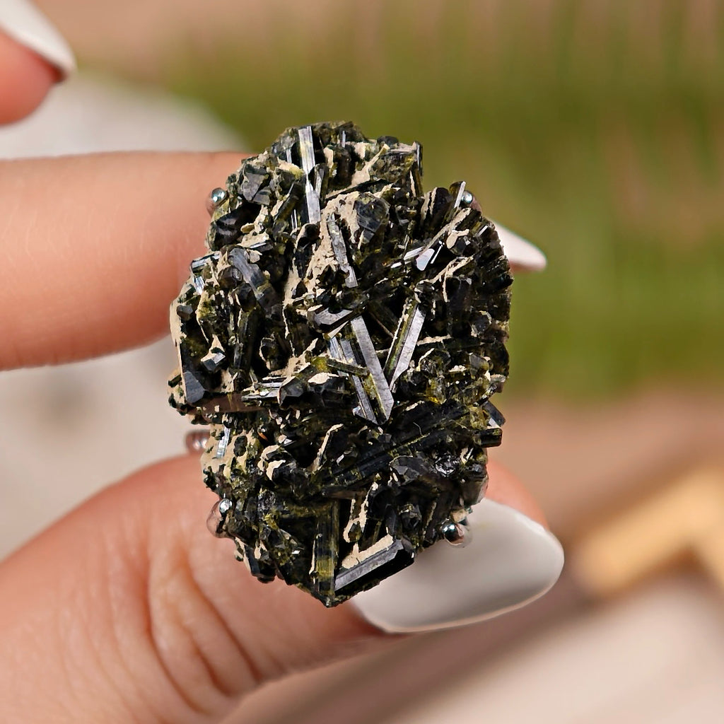 Raw Green Tourmaline Adjustable Ring – Natural Mineral Stone Ring, Handmade One of a Kind Jewelry-013