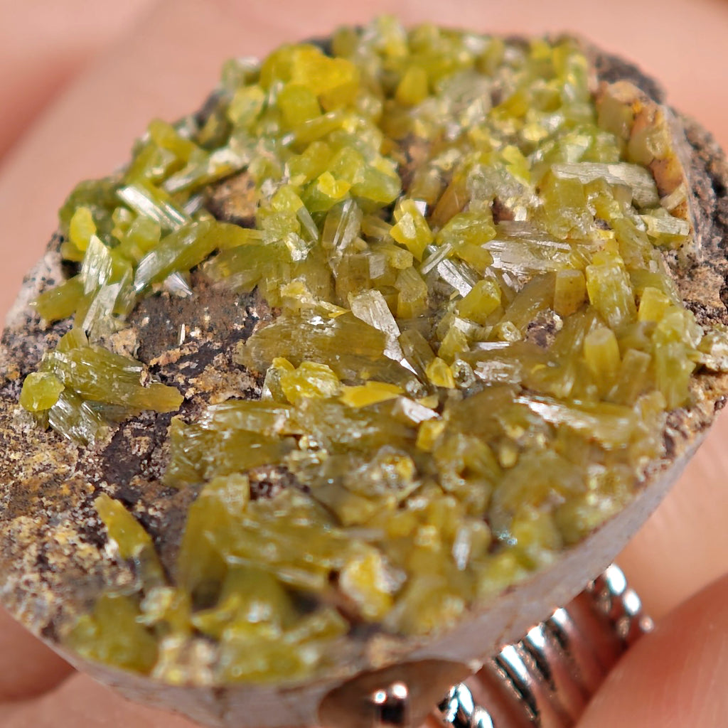 Raw Pyromorphite Adjustable Ring – Natural Mineral Stone Ring, Handmade One of a Kind Jewelry-016