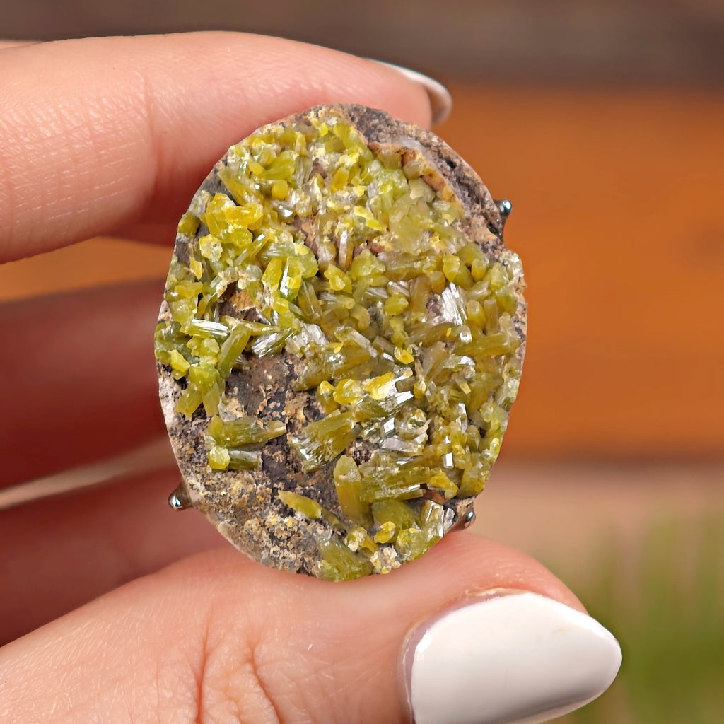 Raw Pyromorphite Adjustable Ring – Natural Mineral Stone Ring, Handmade One of a Kind Jewelry-016