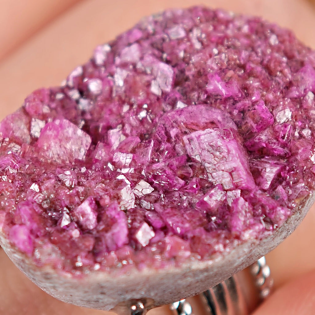 Raw Cobaltoan Calcite Adjustable Ring – Natural Mineral Stone Ring, Handmade One of a Kind Jewelry-028